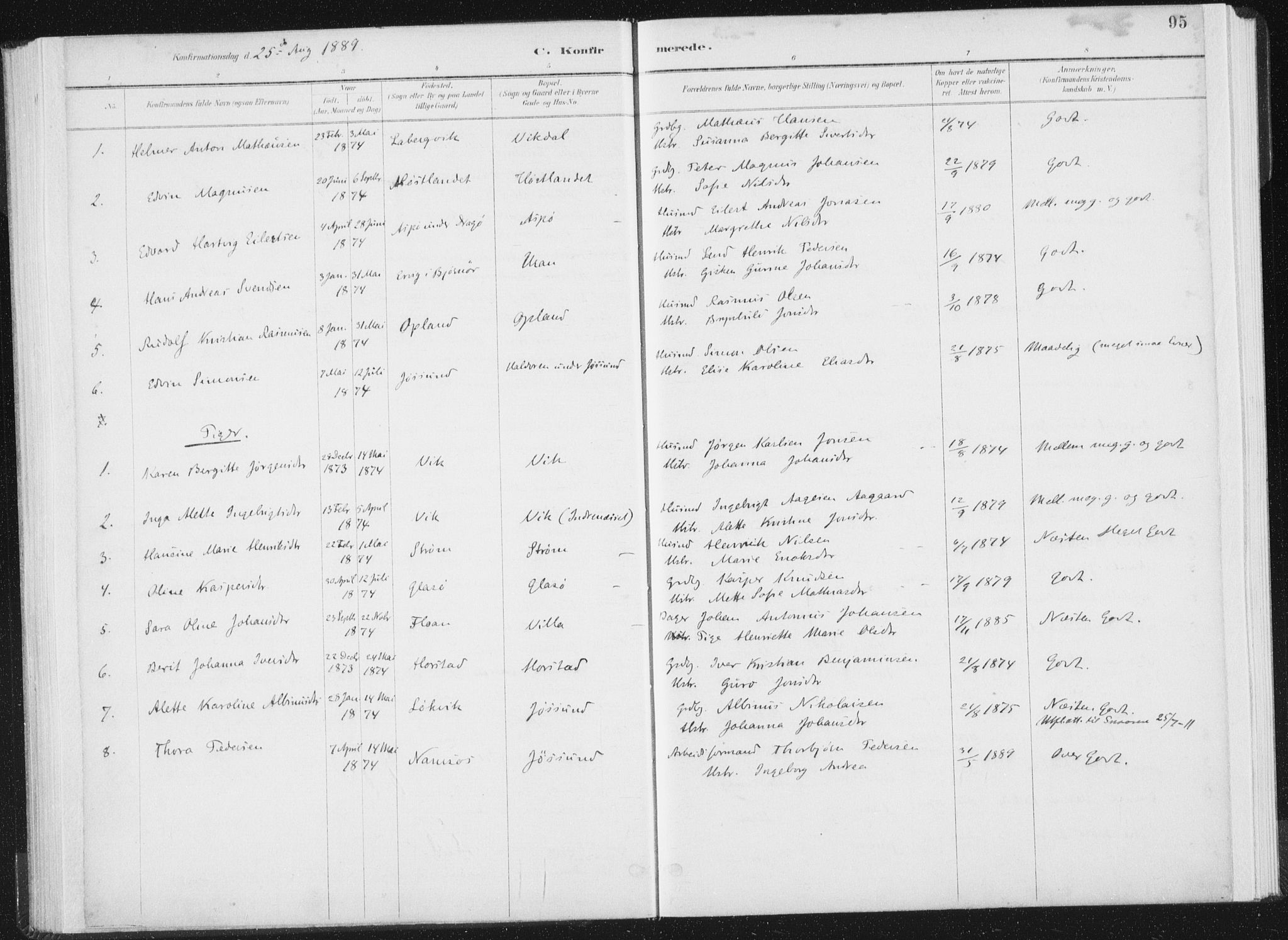 Ministerialprotokoller, klokkerbøker og fødselsregistre - Nord-Trøndelag, SAT/A-1458/771/L0597: Parish register (official) no. 771A04, 1885-1910, p. 95