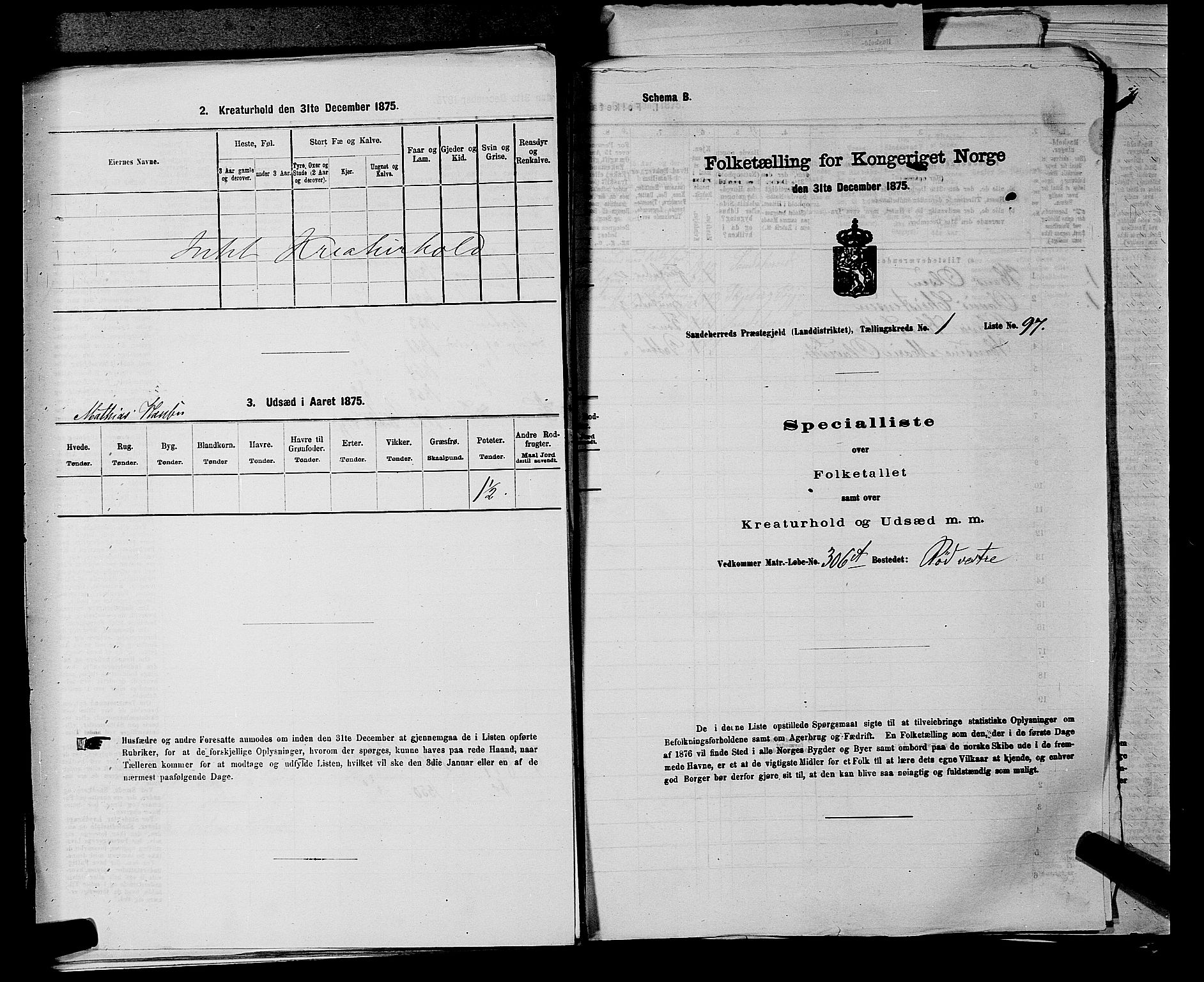 SAKO, 1875 census for 0724L Sandeherred/Sandeherred, 1875, p. 415