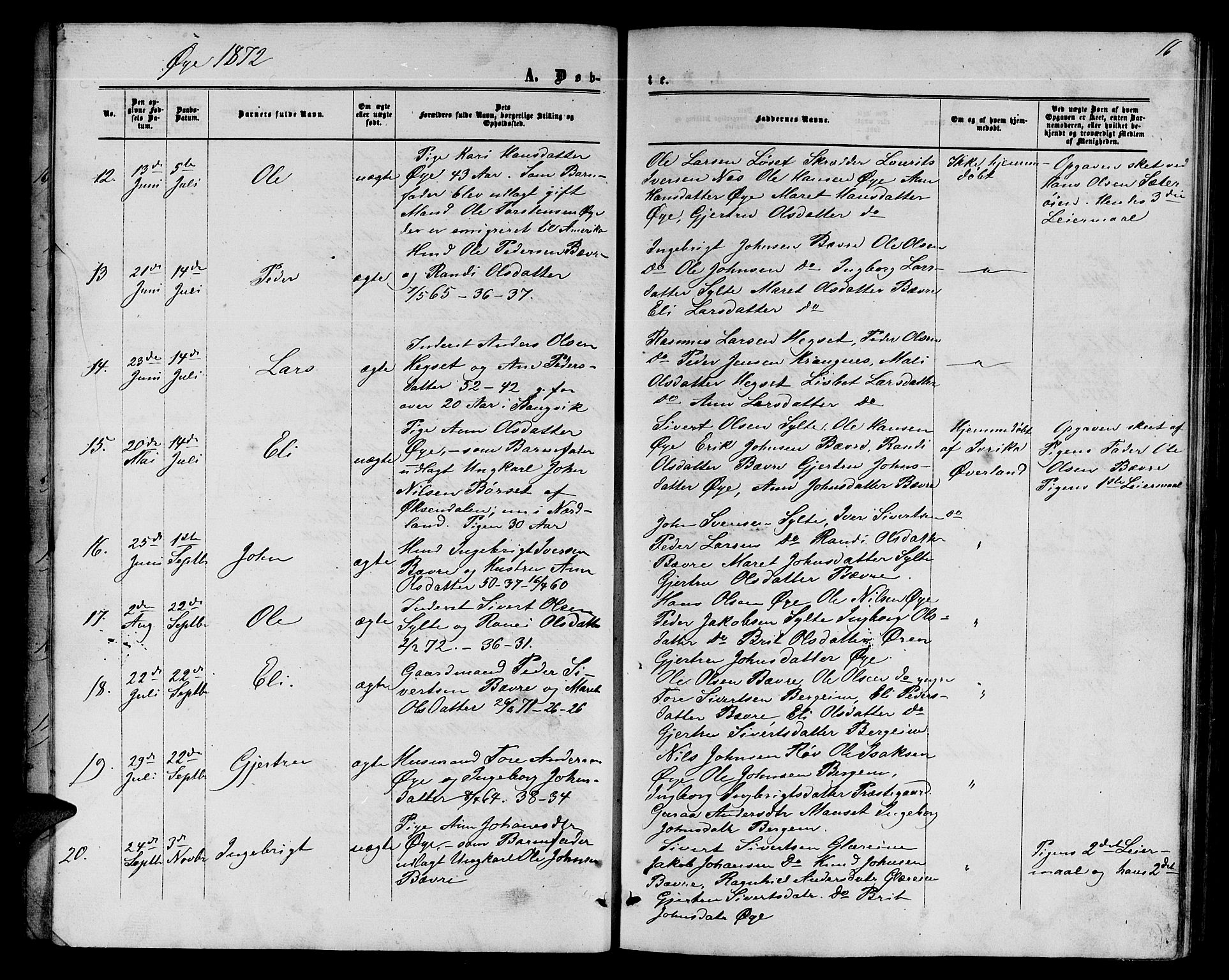 Ministerialprotokoller, klokkerbøker og fødselsregistre - Møre og Romsdal, SAT/A-1454/595/L1051: Parish register (copy) no. 595C03, 1866-1891, p. 16