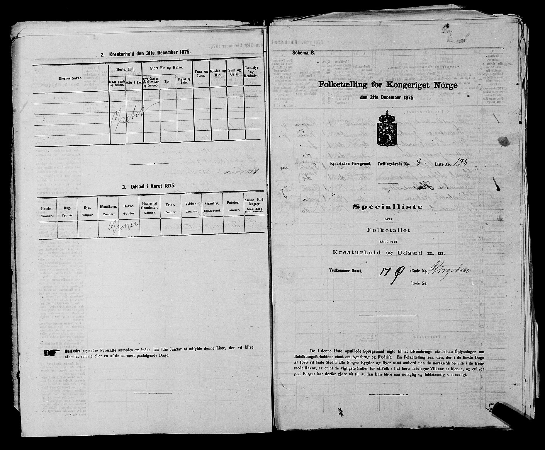 SAKO, 1875 census for 0805P Porsgrunn, 1875, p. 330