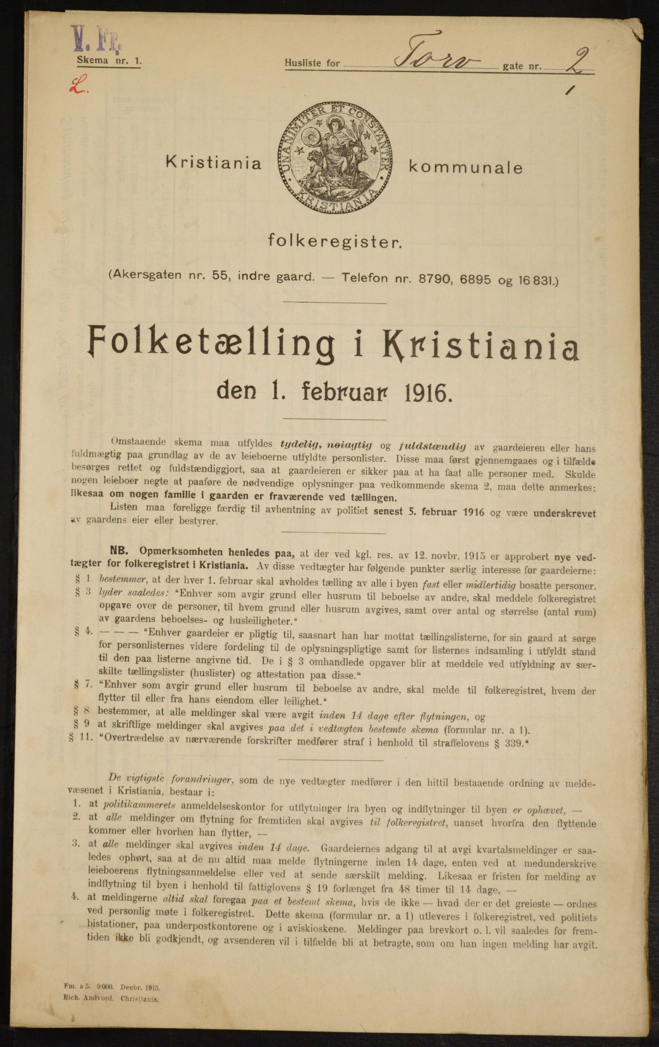 OBA, Municipal Census 1916 for Kristiania, 1916, p. 117101