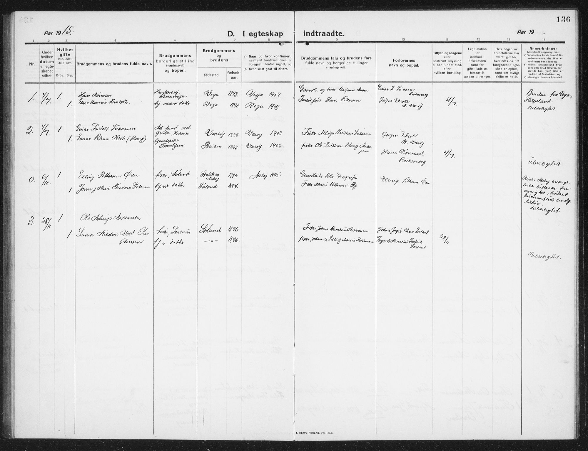 Ministerialprotokoller, klokkerbøker og fødselsregistre - Nordland, AV/SAT-A-1459/807/L0124: Parish register (copy) no. 807C02, 1910-1935, p. 135