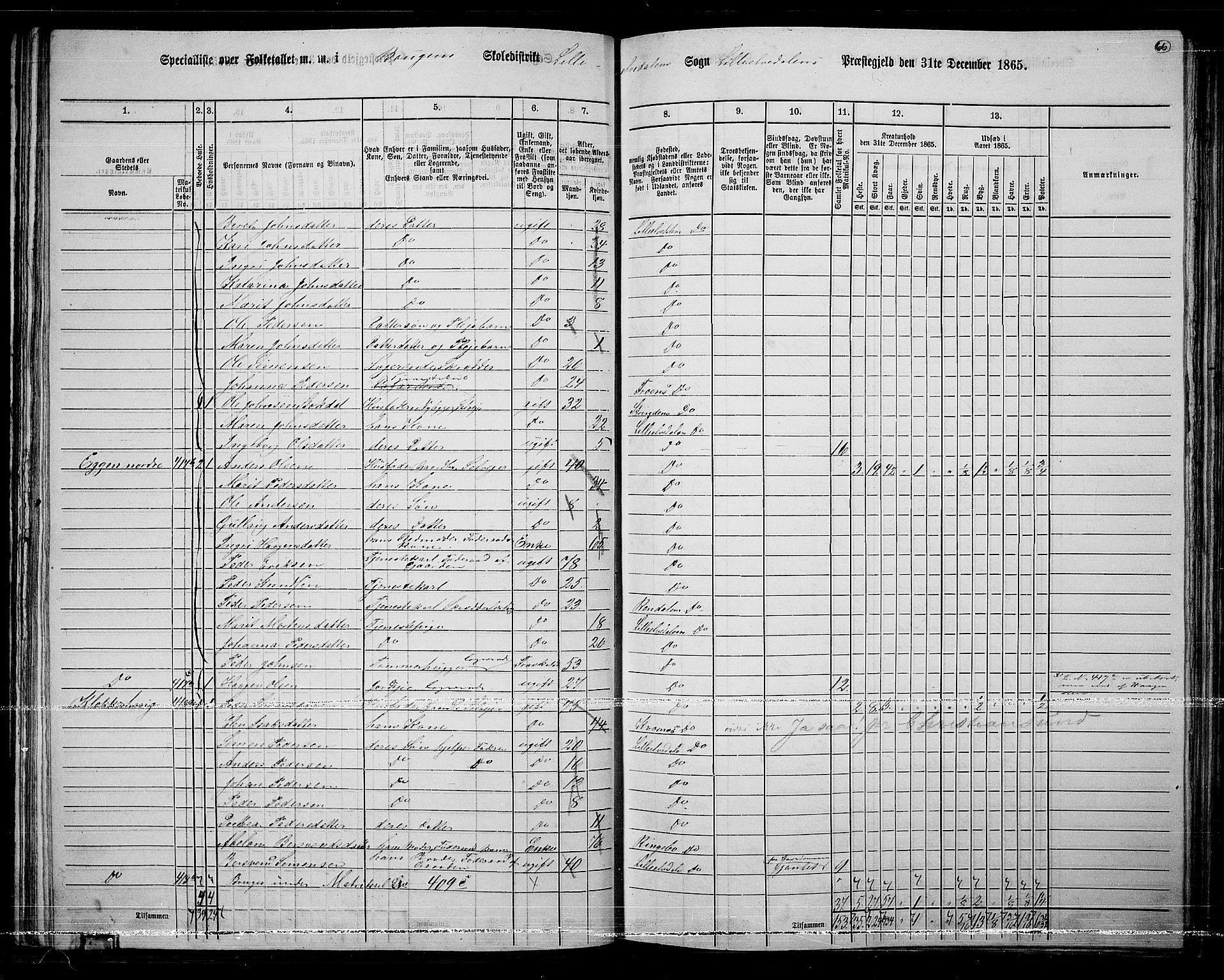 RA, 1865 census for Lille Elvedalen, 1865, p. 60