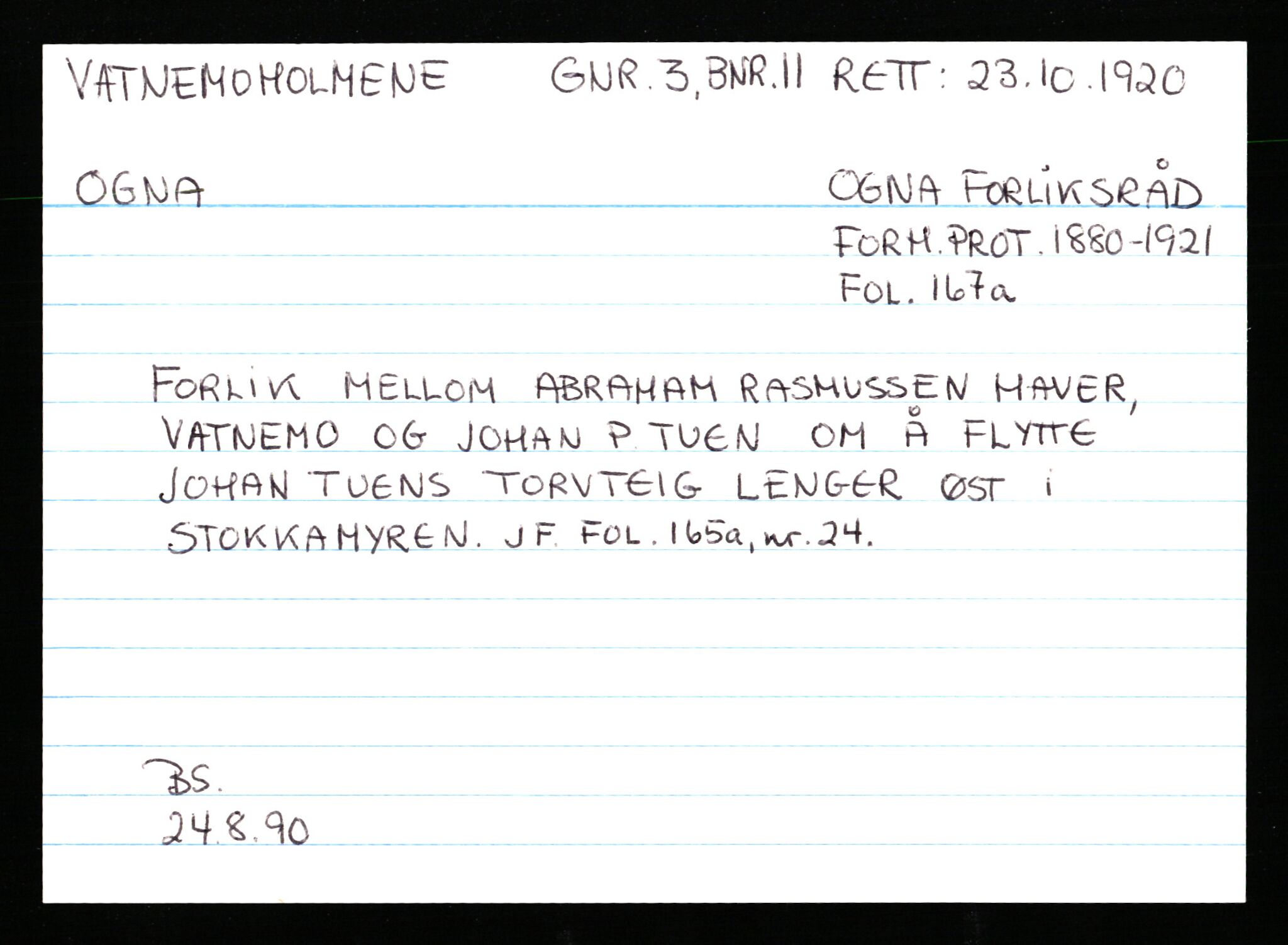Statsarkivet i Stavanger, AV/SAST-A-101971/03/Y/Ym/L0065: Åstedskort sortert etter gårdsnavn: Vatland - Vervig, 1600-1950, p. 164