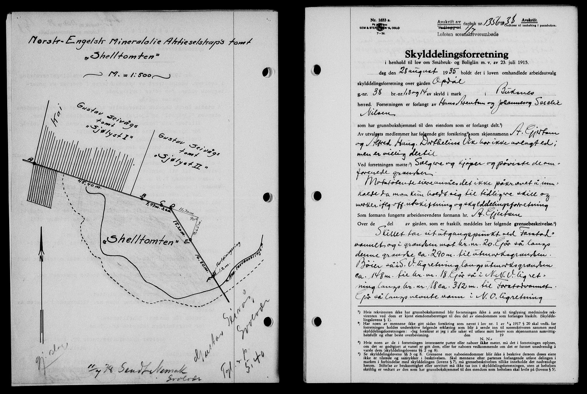 Lofoten sorenskriveri, SAT/A-0017/1/2/2C/L0004a: Mortgage book no. 4a, 1938-1938, Diary no: : 1356/1938
