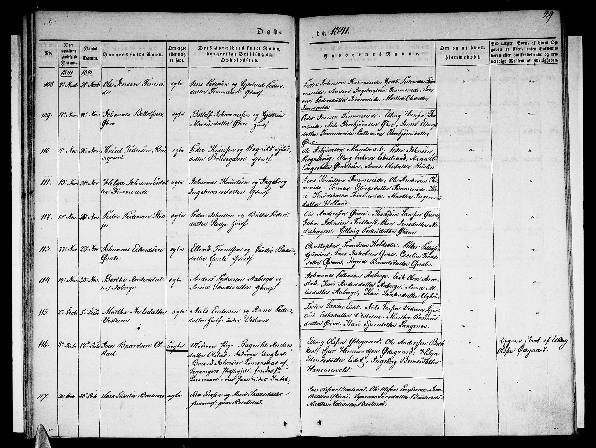Sogndal sokneprestembete, SAB/A-81301/H/Haa/Haaa/L0011: Parish register (official) no. A 11, 1839-1847, p. 29
