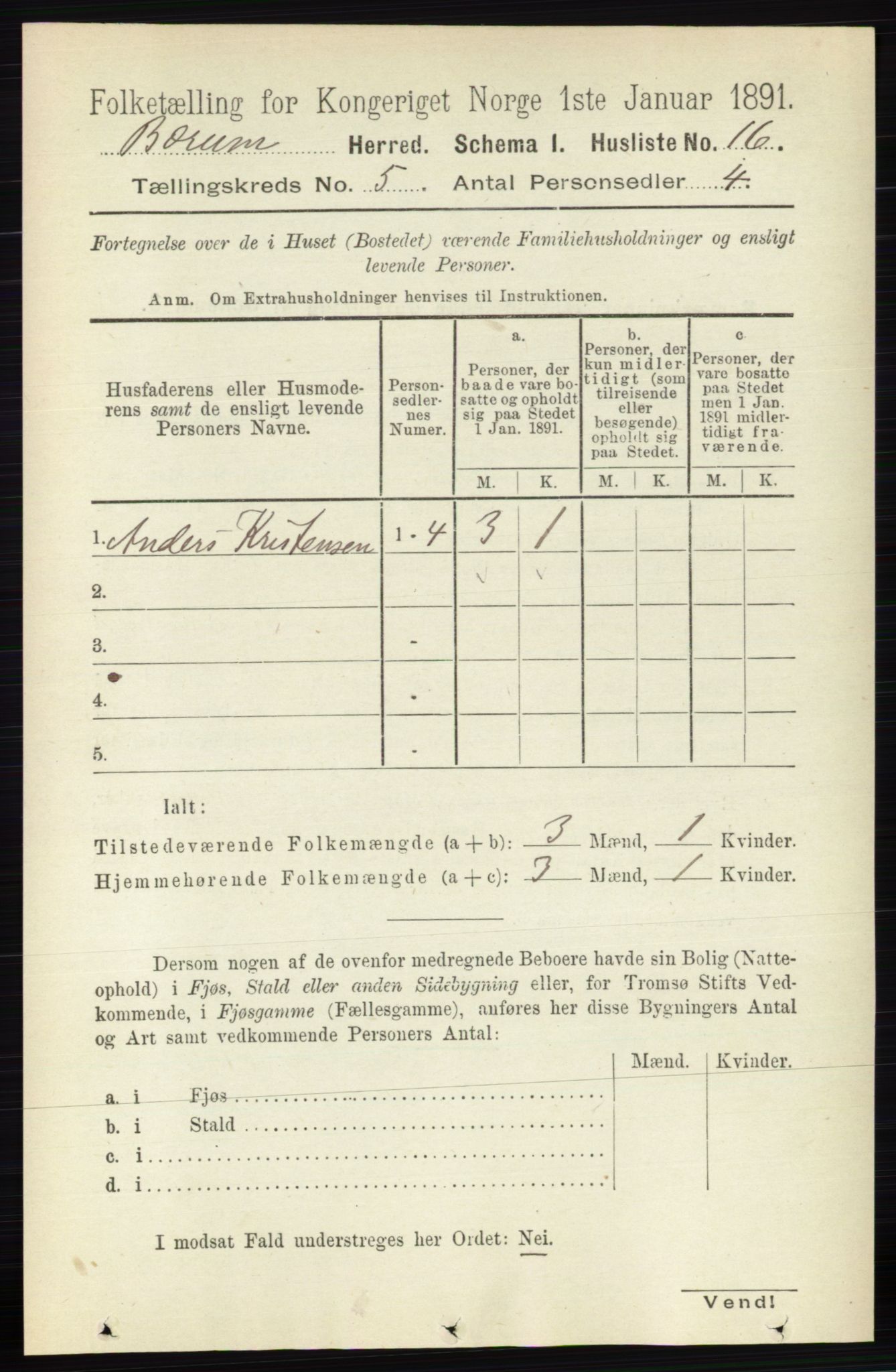 RA, 1891 census for 0219 Bærum, 1891, p. 2952