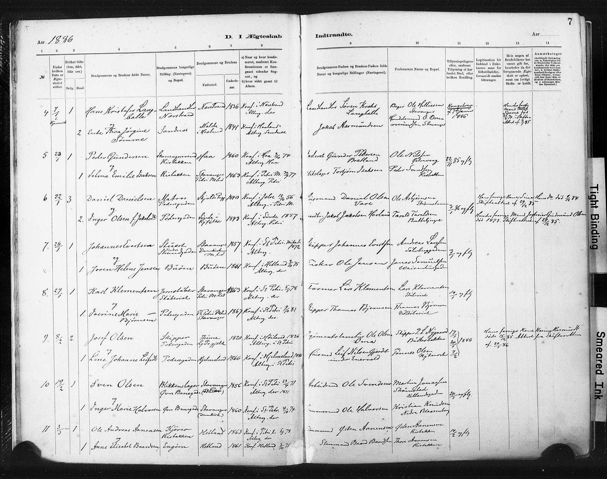 St. Johannes sokneprestkontor, AV/SAST-A-101814/001/30/30BA/L0003: Parish register (official) no. A 3, 1885-1910, p. 7