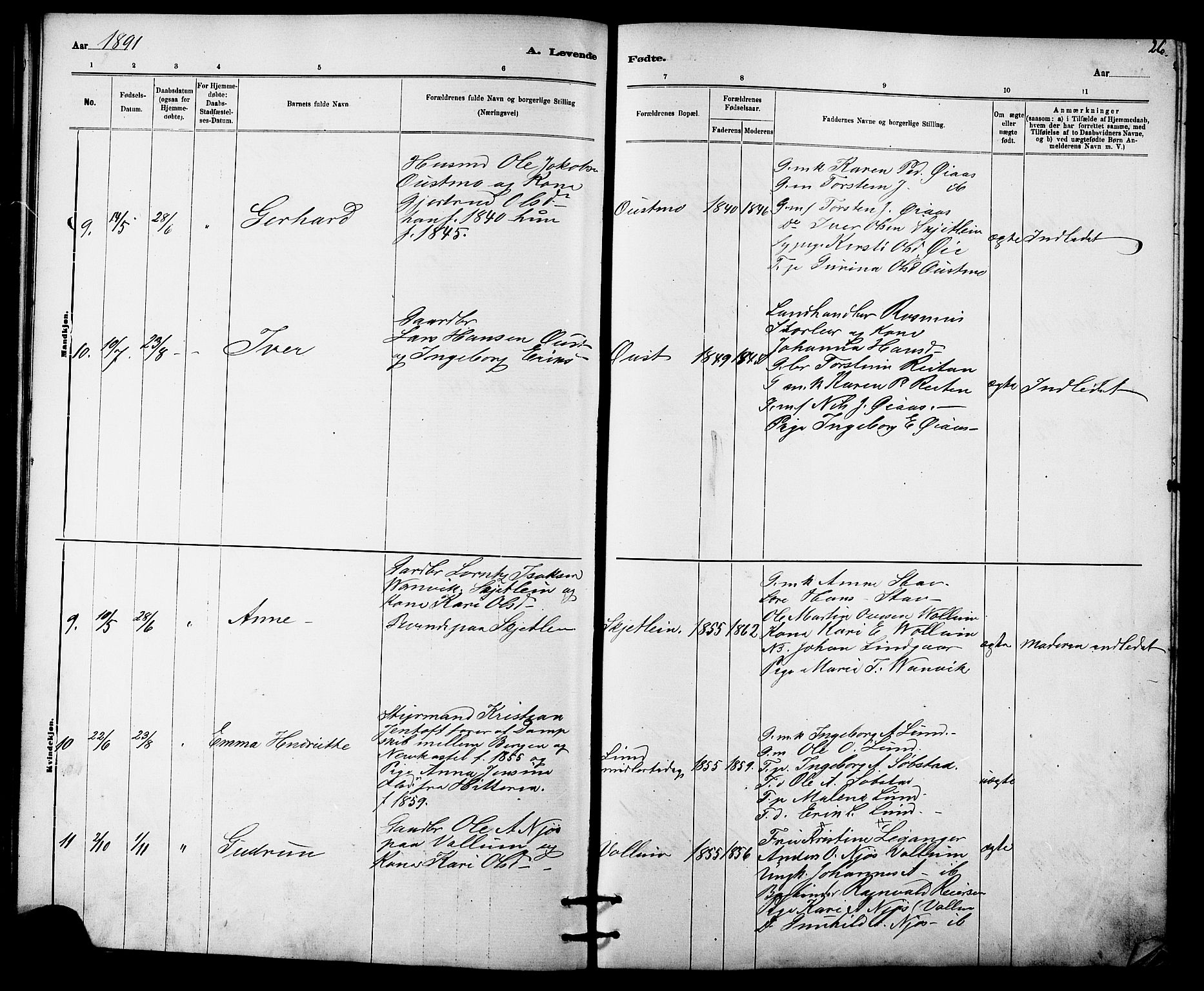 Ministerialprotokoller, klokkerbøker og fødselsregistre - Sør-Trøndelag, SAT/A-1456/613/L0395: Parish register (copy) no. 613C03, 1887-1909, p. 26