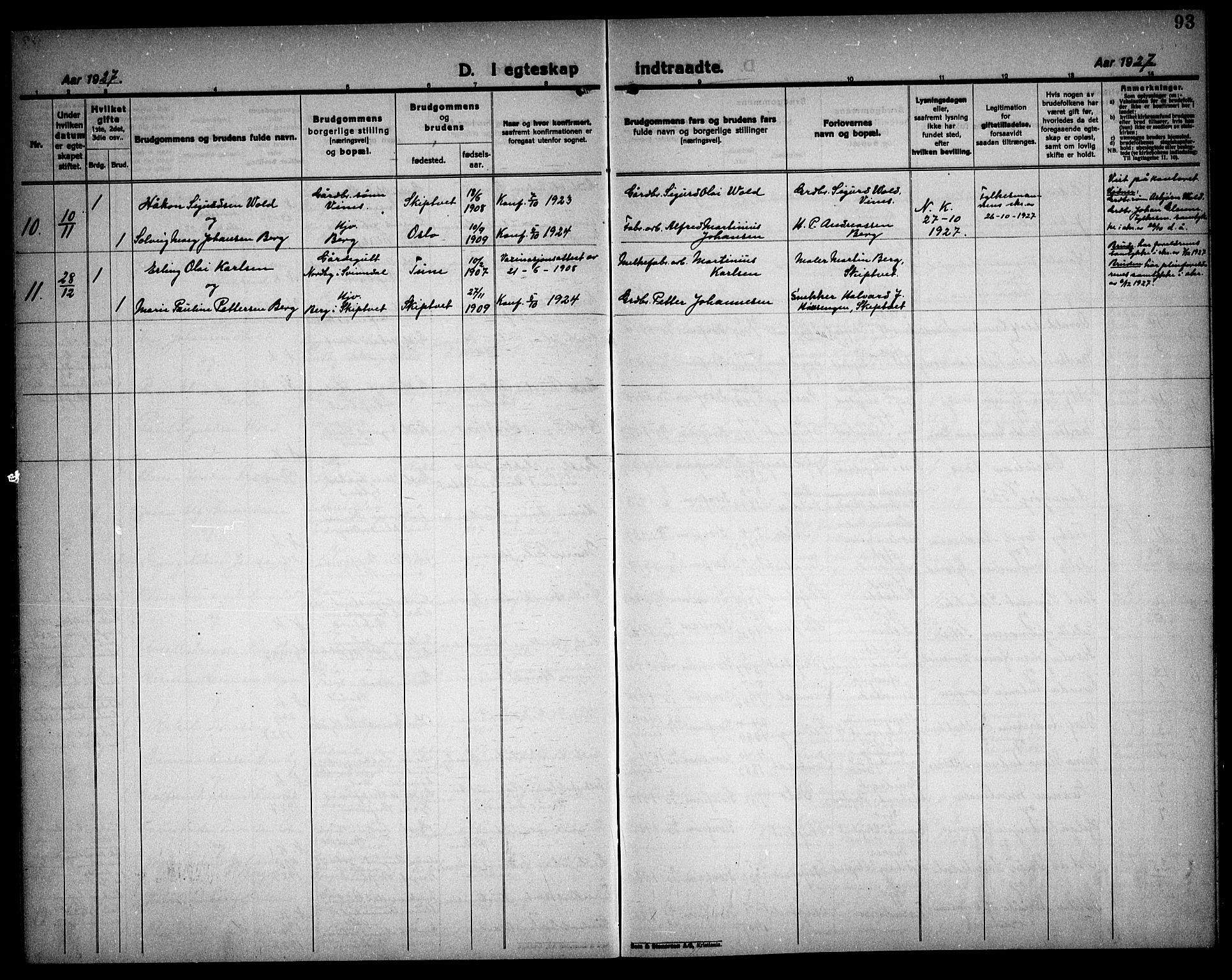 Skiptvet prestekontor Kirkebøker, AV/SAO-A-20009/G/Ga/L0004: Parish register (copy) no. 4, 1925-1934, p. 93