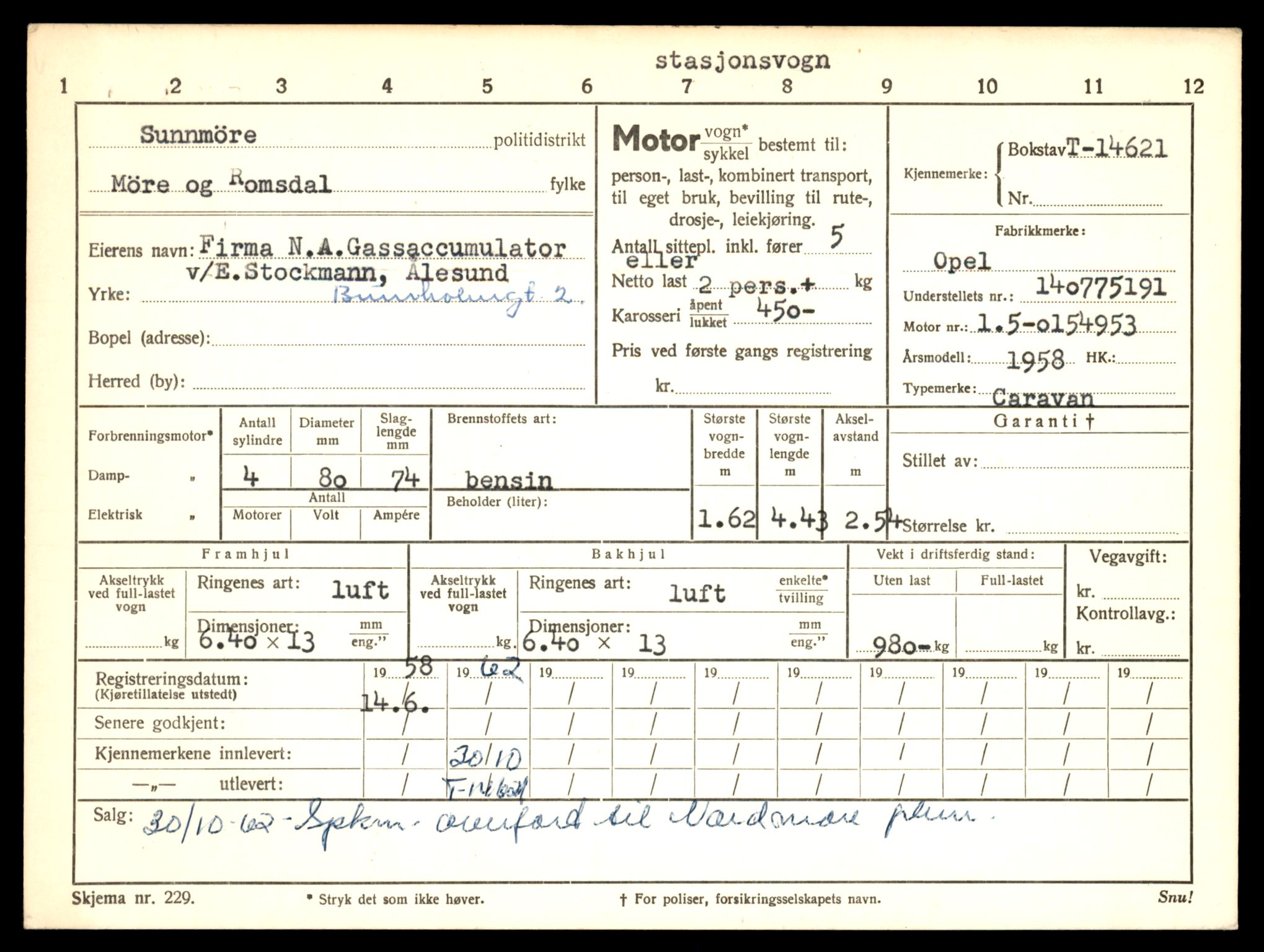 Møre og Romsdal vegkontor - Ålesund trafikkstasjon, AV/SAT-A-4099/F/Fe/L0047: Registreringskort for kjøretøy T 14580 - T 14720, 1927-1998, p. 1051