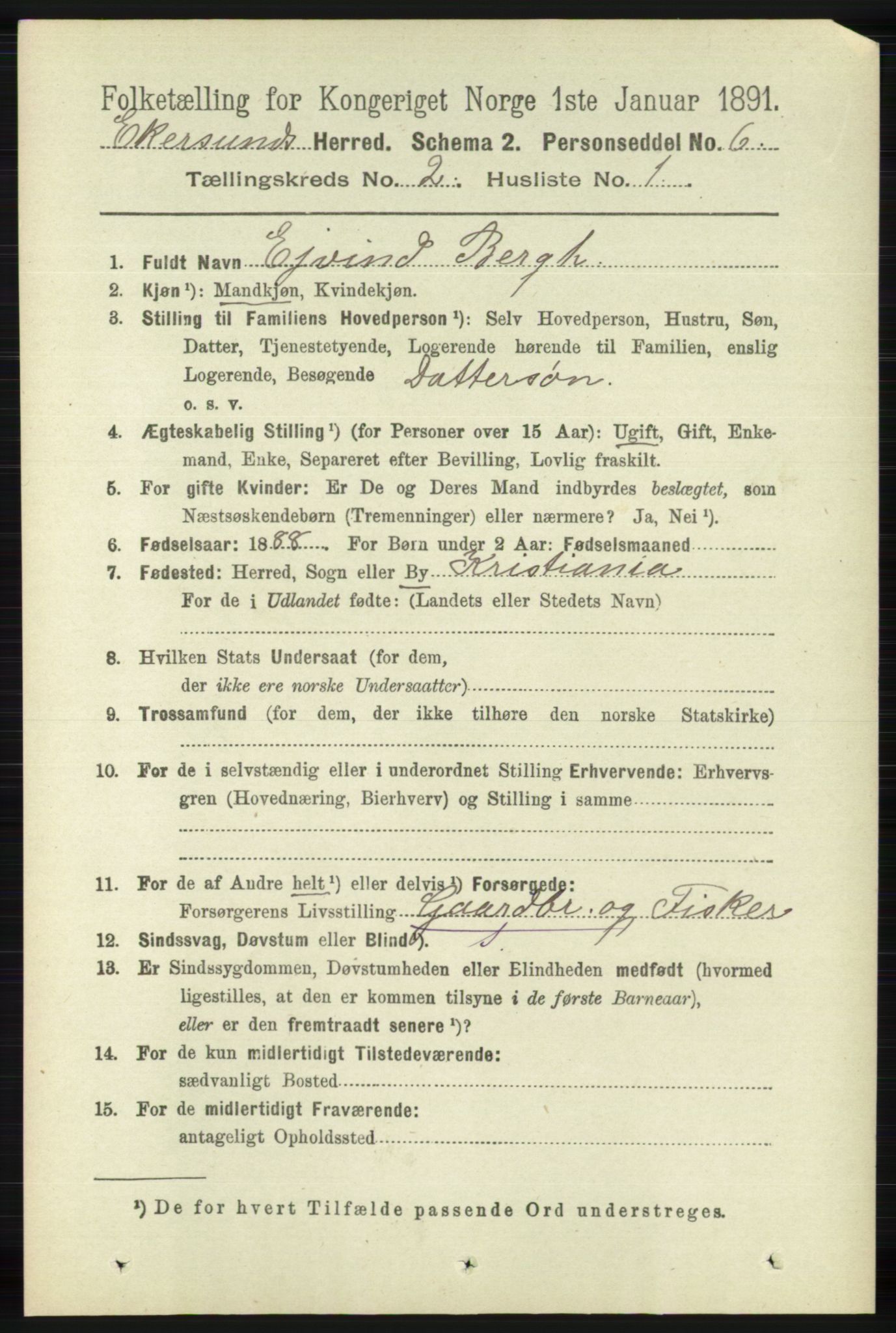 RA, 1891 census for 1116 Eigersund herred, 1891, p. 457