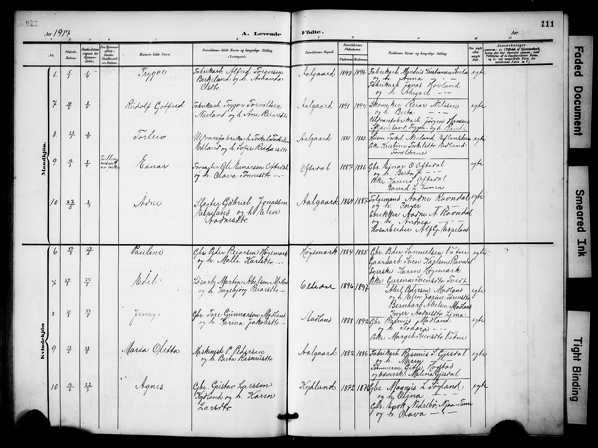 Lye sokneprestkontor, AV/SAST-A-101794/001/30BB/L0009: Parish register (copy) no. B 9, 1902-1923, p. 111