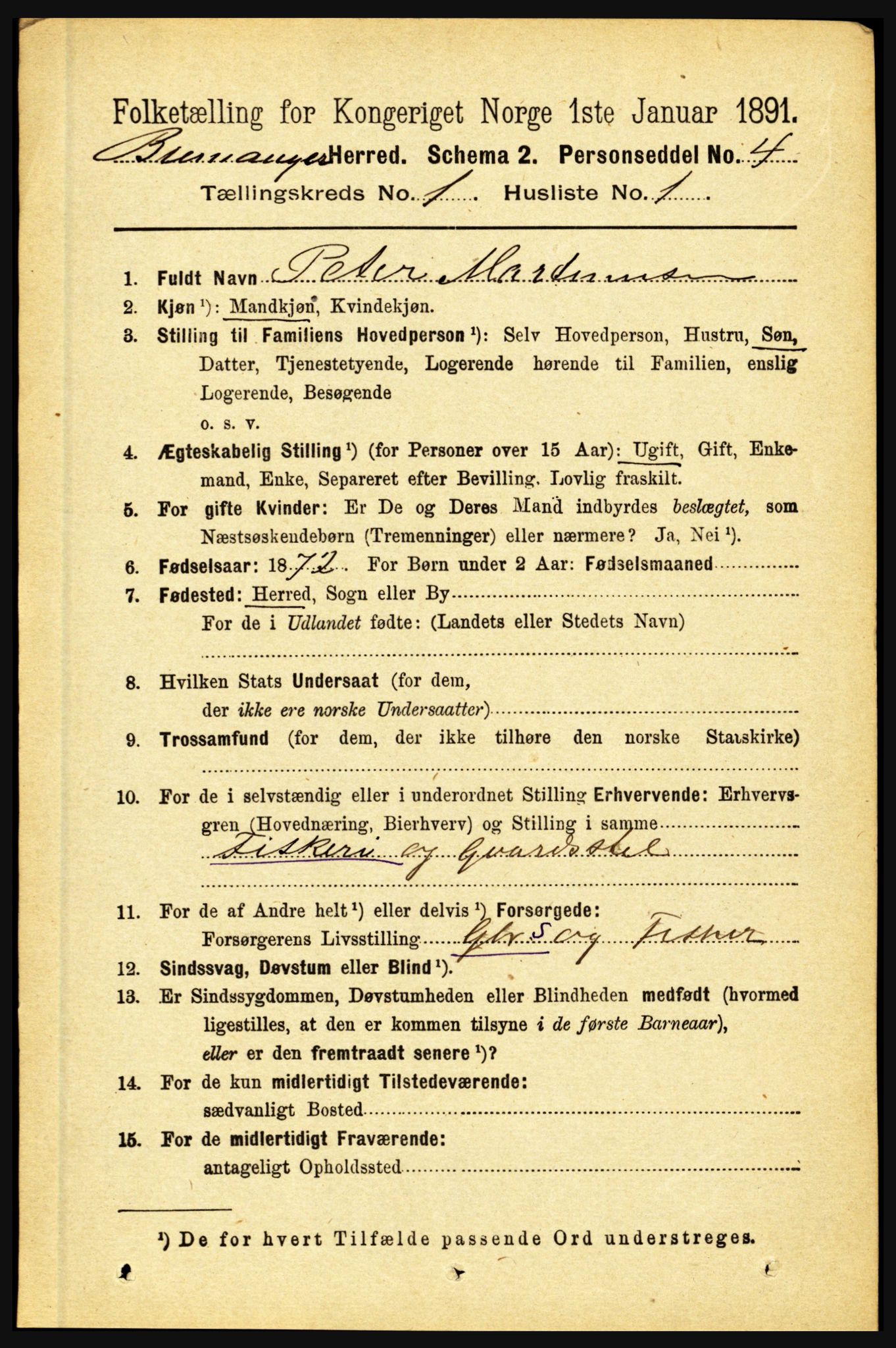 RA, 1891 census for 1438 Bremanger, 1891, p. 102