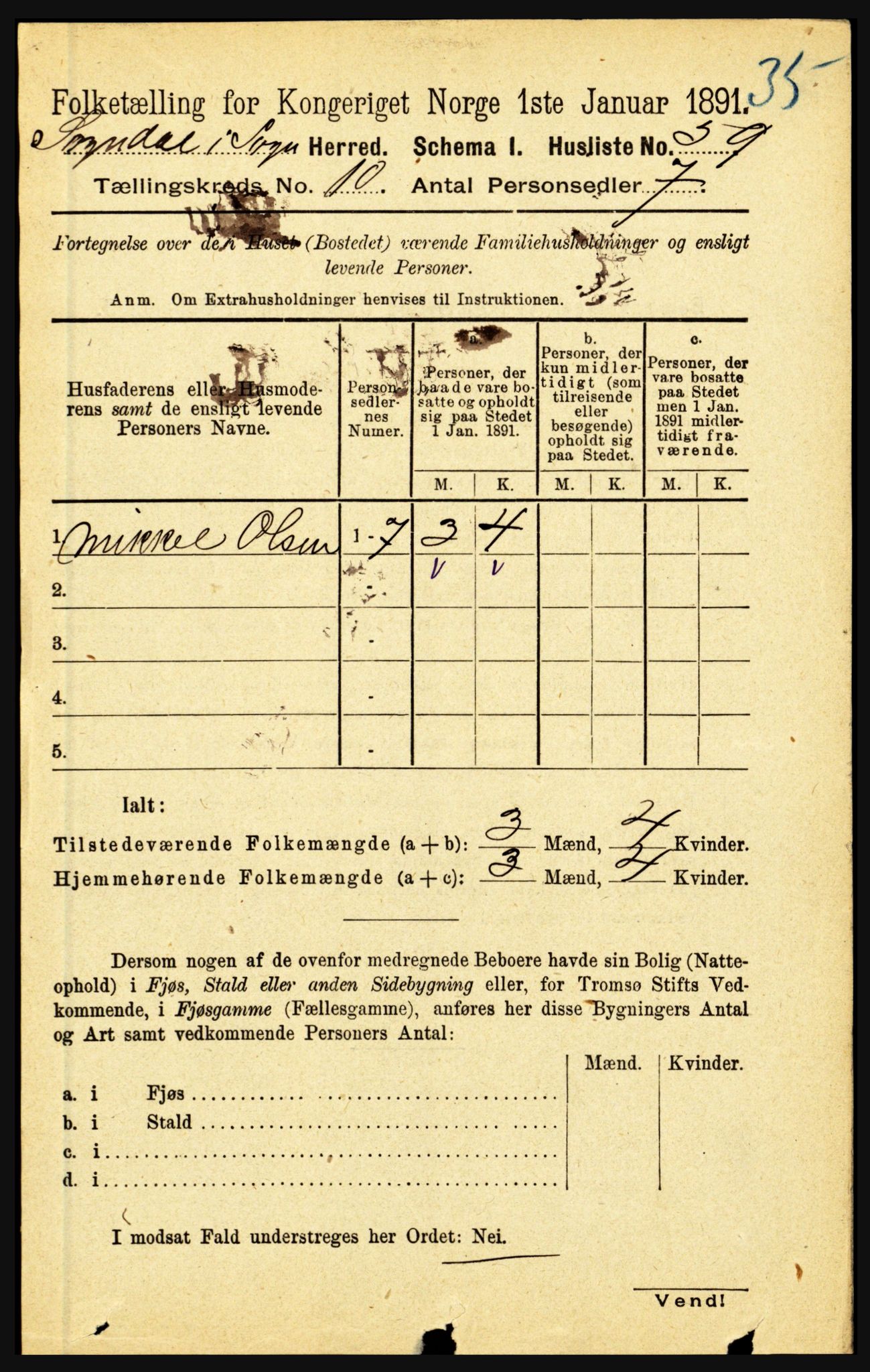 RA, 1891 census for 1420 Sogndal, 1891, p. 3952