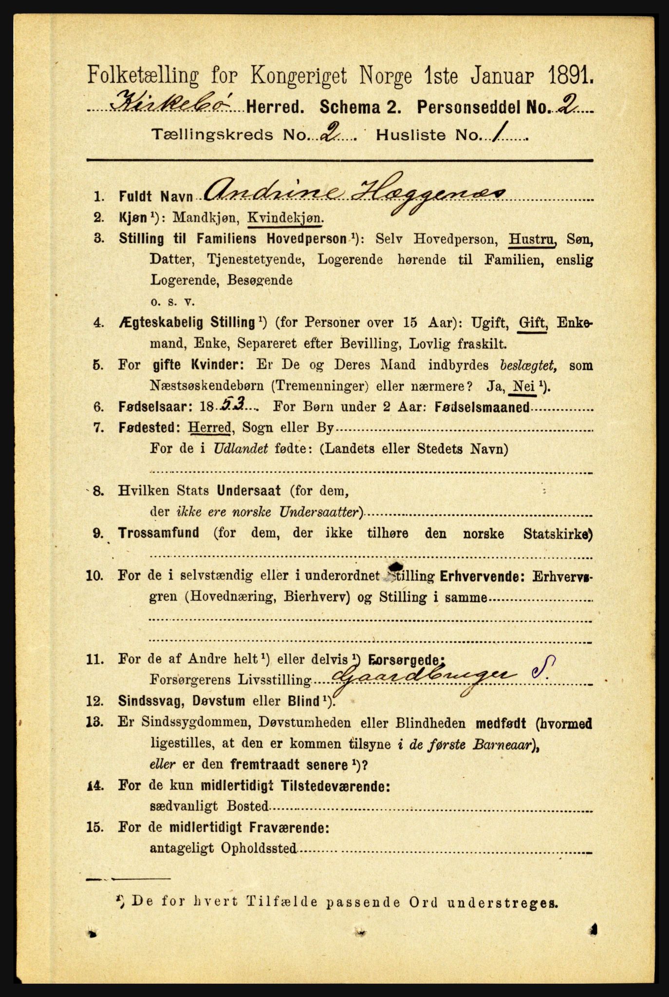 RA, 1891 census for 1416 Kyrkjebø, 1891, p. 307