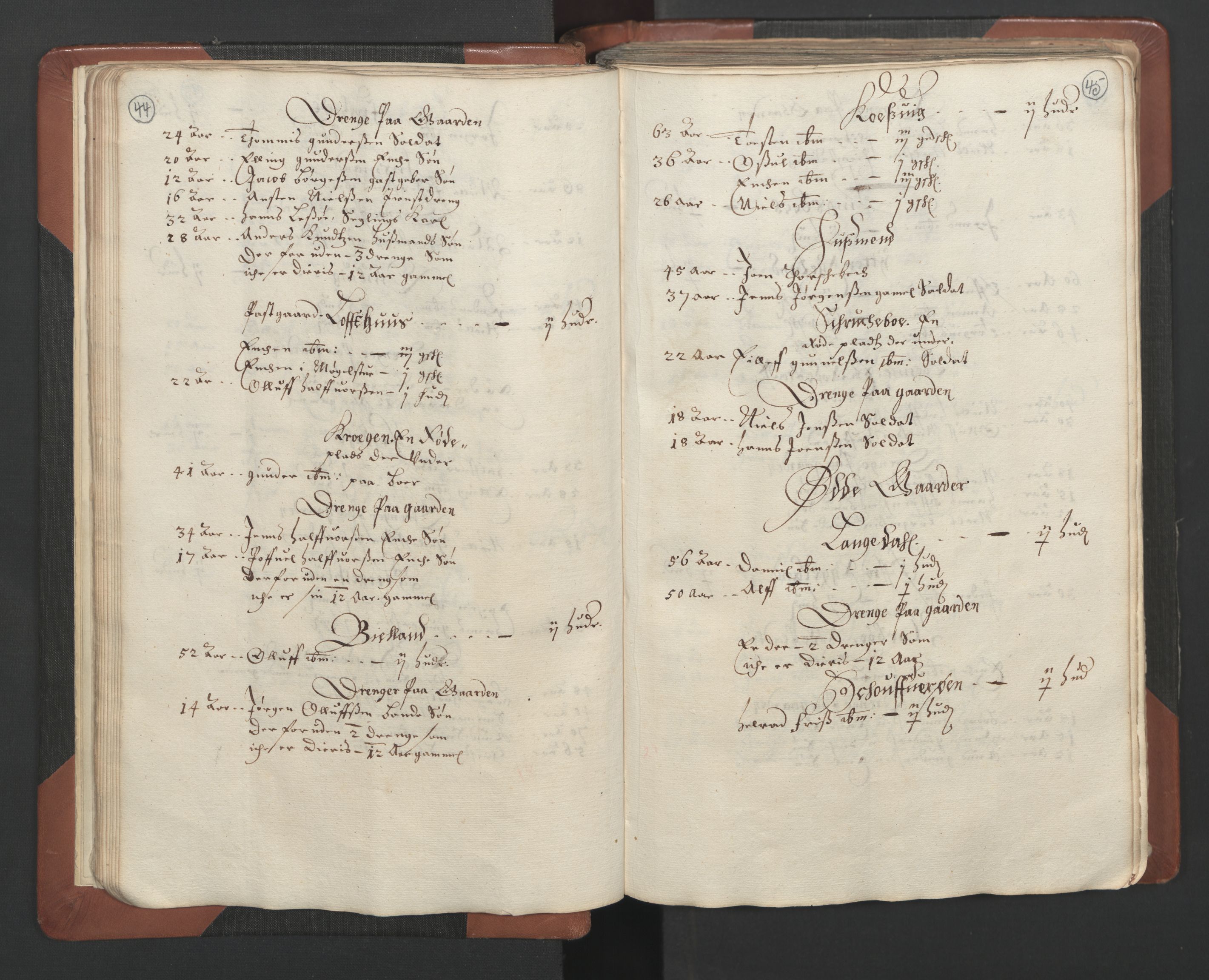 RA, Bailiff's Census 1664-1666, no. 7: Nedenes fogderi, 1664-1666, p. 44-45