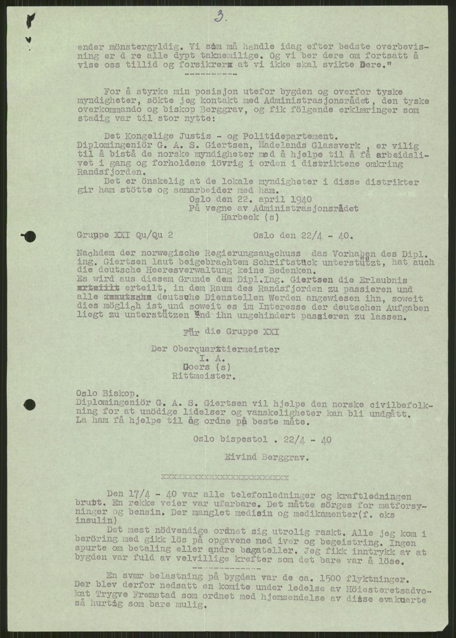 Forsvaret, Forsvarets krigshistoriske avdeling, AV/RA-RAFA-2017/Y/Ya/L0014: II-C-11-31 - Fylkesmenn.  Rapporter om krigsbegivenhetene 1940., 1940, p. 183