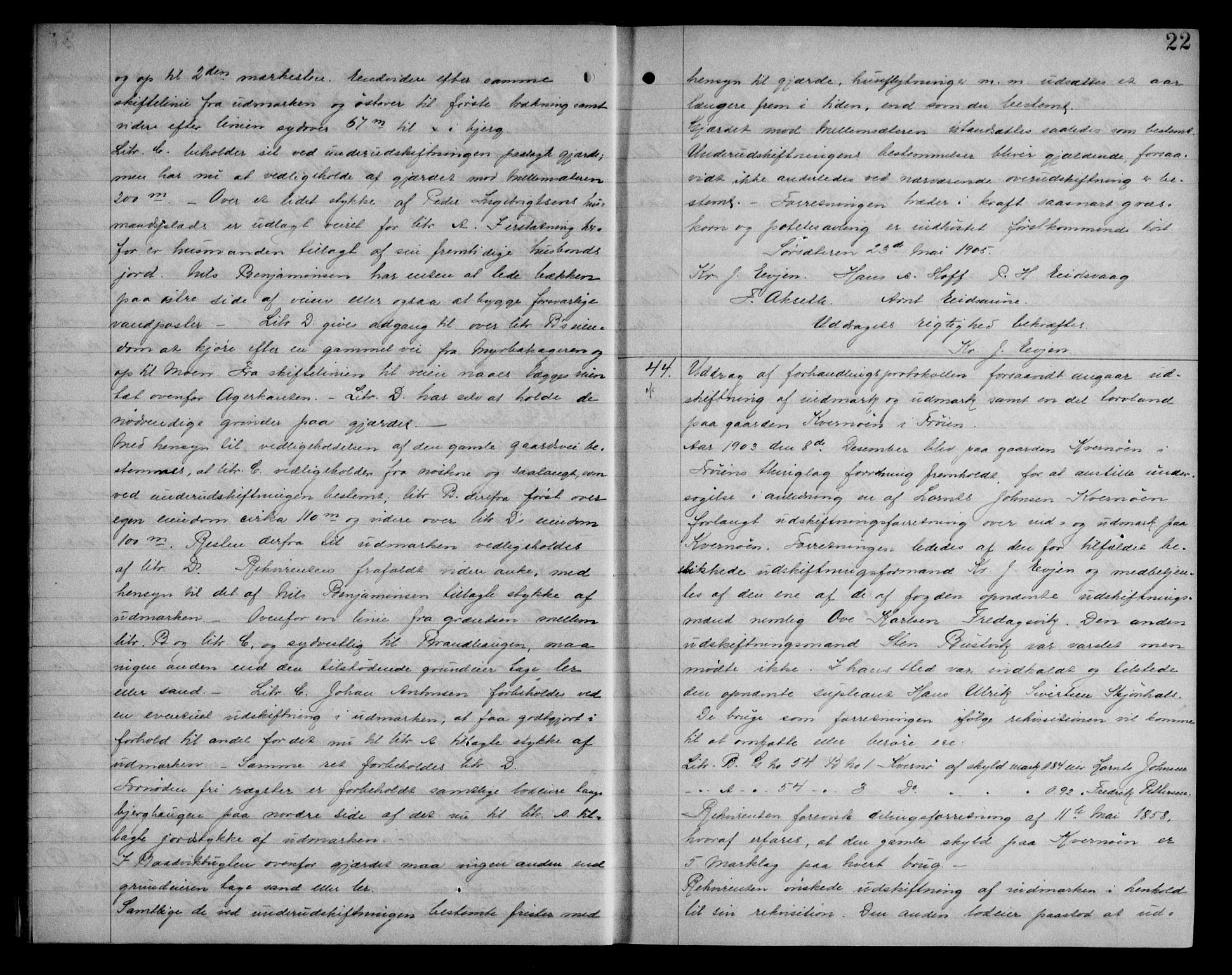 Fosen sorenskriveri, AV/SAT-A-1107/1/2/2C/L0040: Mortgage book no. 31, 1906-1907, p. 22