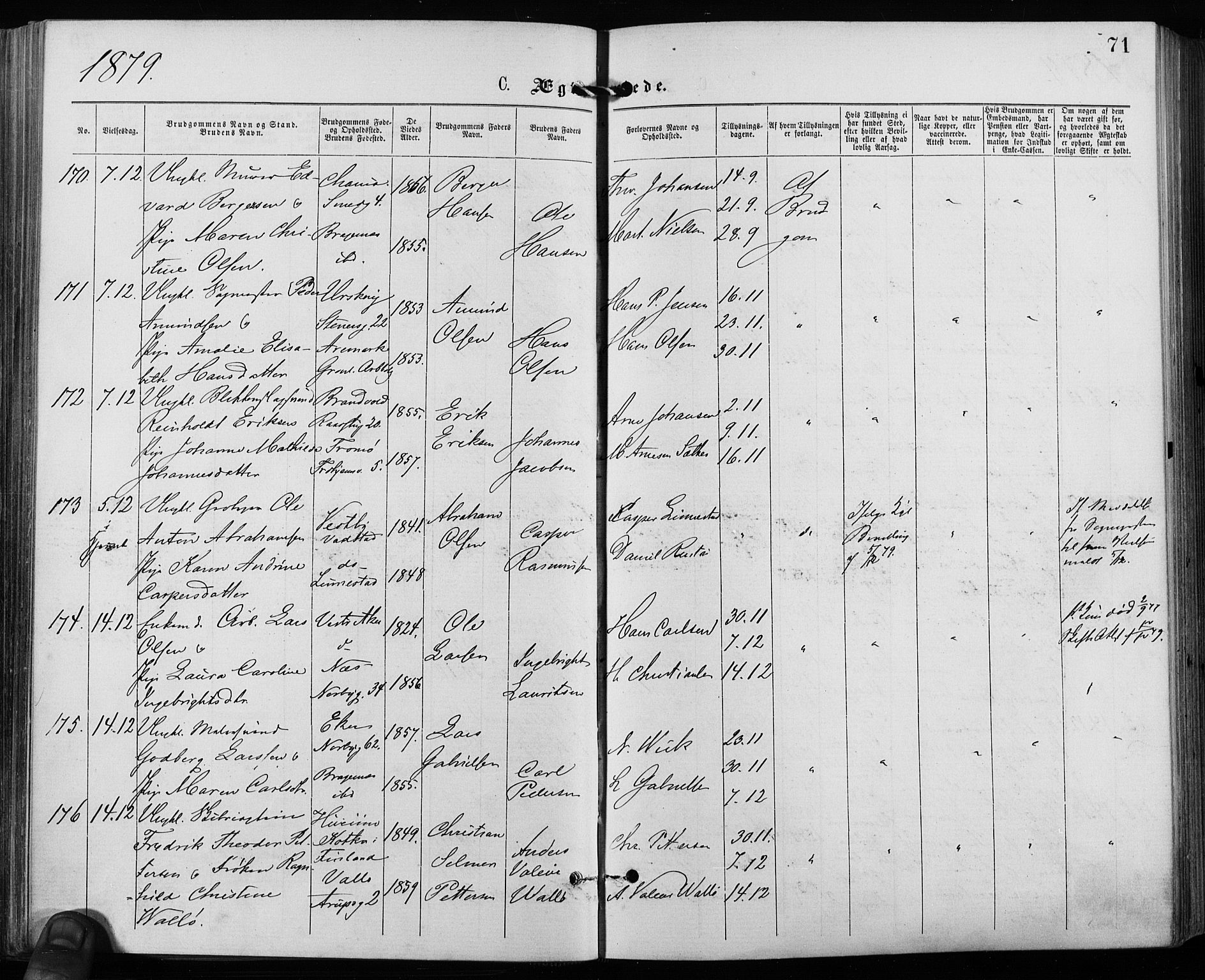 Grønland prestekontor Kirkebøker, AV/SAO-A-10848/F/Fa/L0006: Parish register (official) no. 6, 1877-1886, p. 71