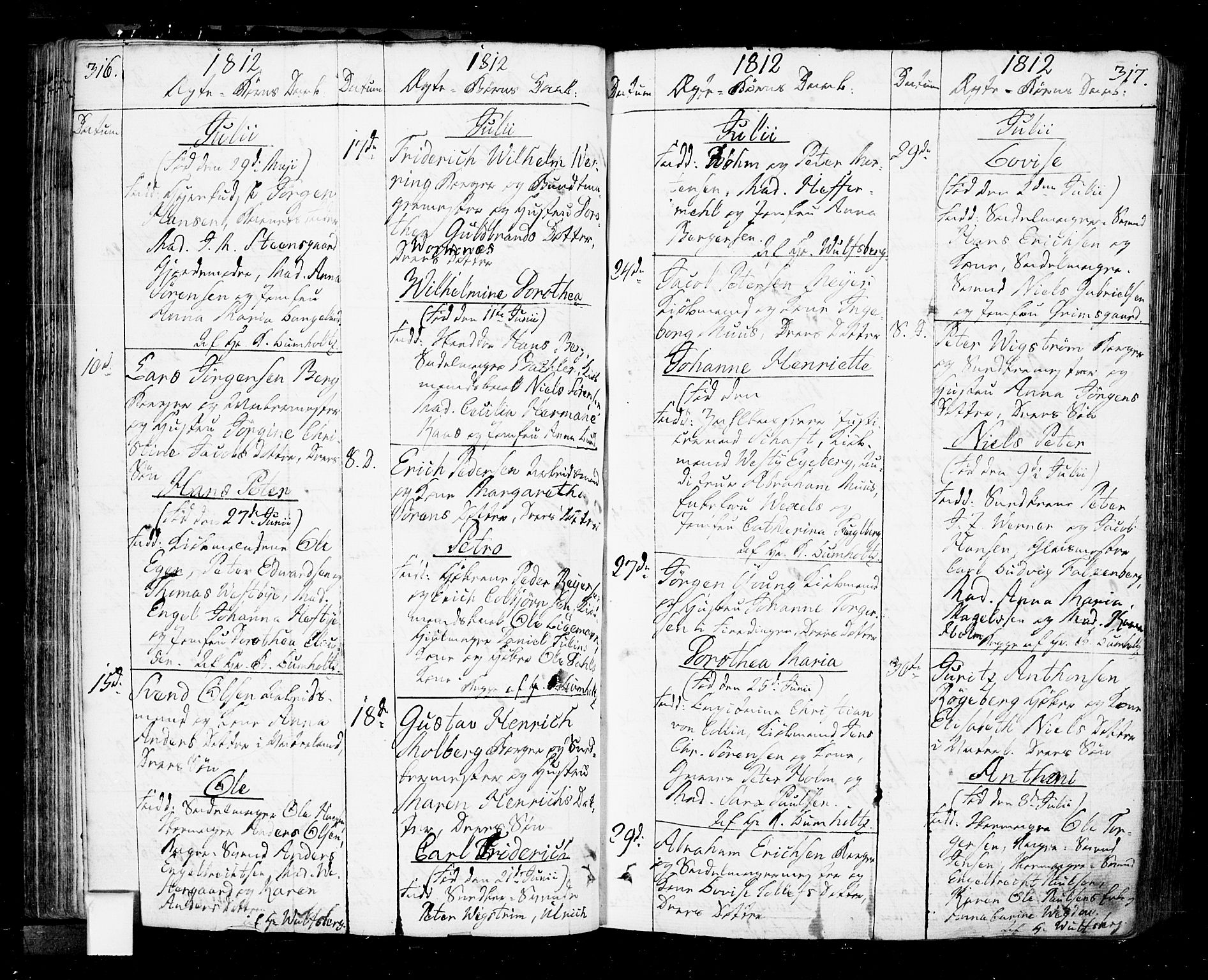 Oslo domkirke Kirkebøker, AV/SAO-A-10752/F/Fa/L0006: Parish register (official) no. 6, 1807-1817, p. 316-317