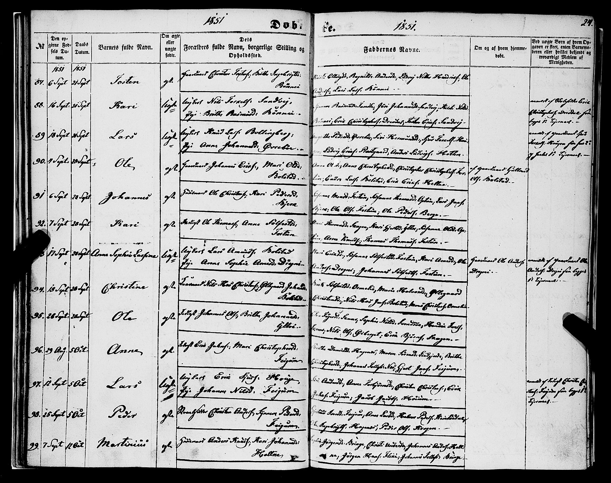 Luster sokneprestembete, AV/SAB-A-81101/H/Haa/Haaa/L0007: Parish register (official) no. A 7, 1849-1859, p. 24