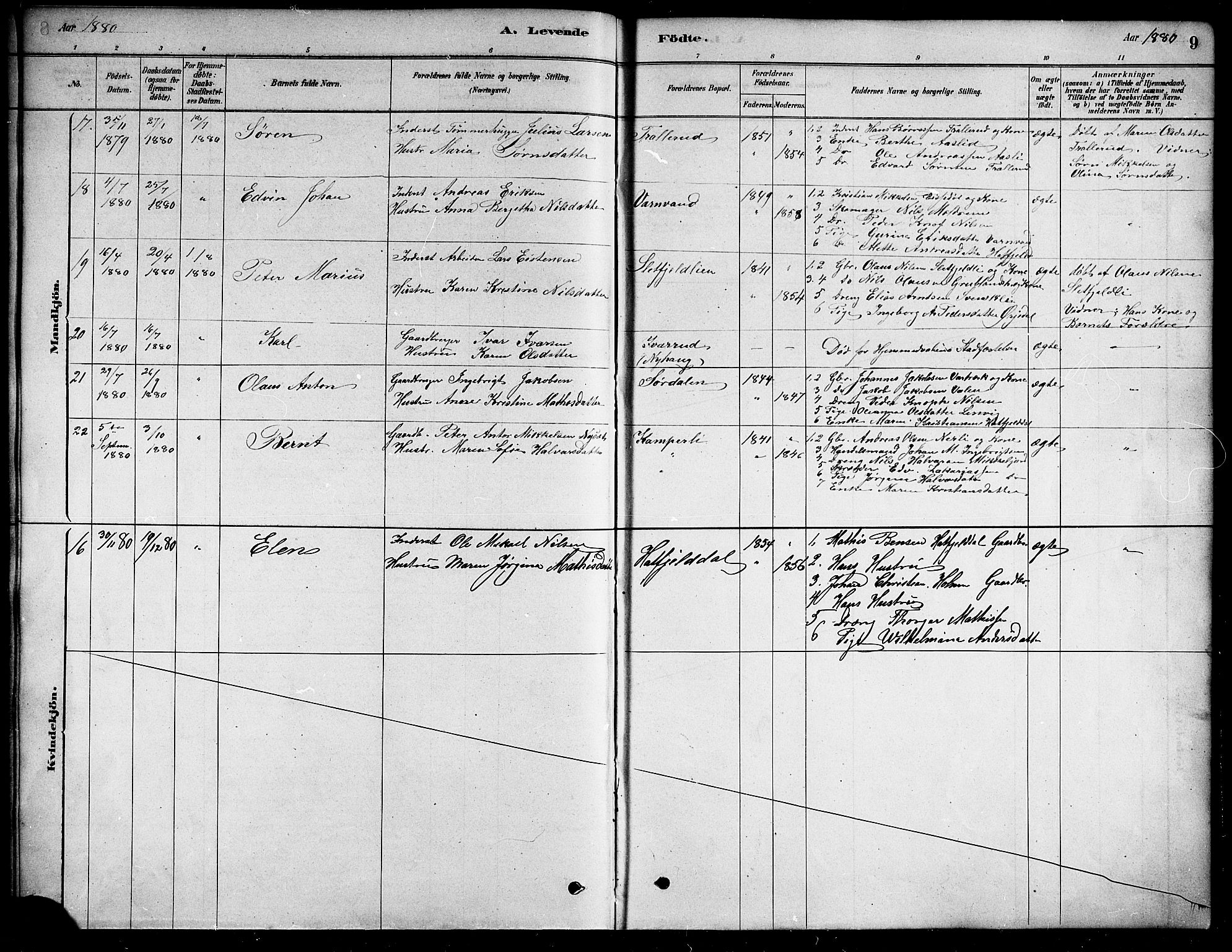 Ministerialprotokoller, klokkerbøker og fødselsregistre - Nordland, AV/SAT-A-1459/823/L0330: Parish register (copy) no. 823C02, 1879-1916, p. 9