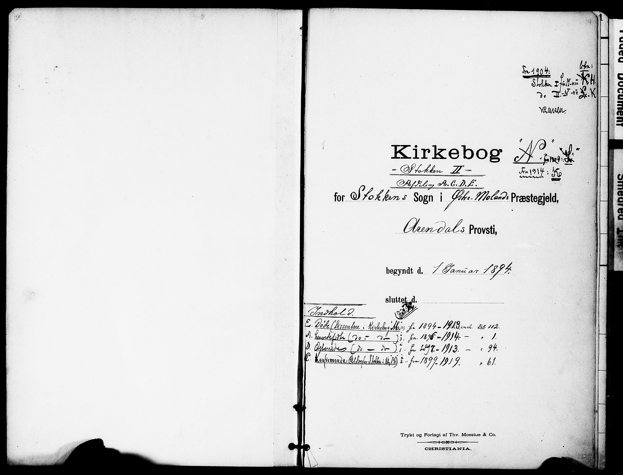 Austre Moland sokneprestkontor, SAK/1111-0001/F/Fa/Fab/L0002: Parish register (official) no. A 2, 1894-1919