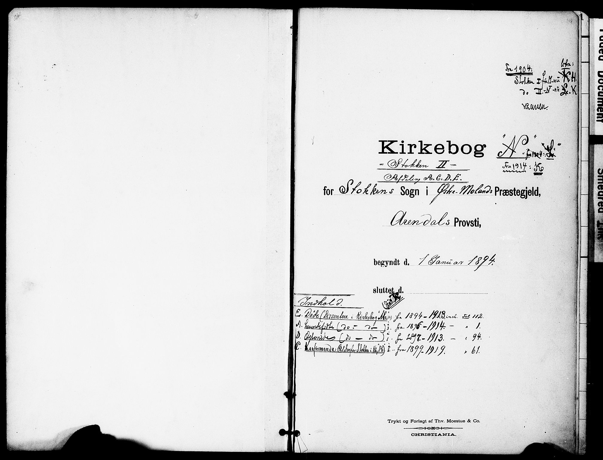 Austre Moland sokneprestkontor, AV/SAK-1111-0001/F/Fa/Fab/L0002: Parish register (official) no. A 2, 1894-1919