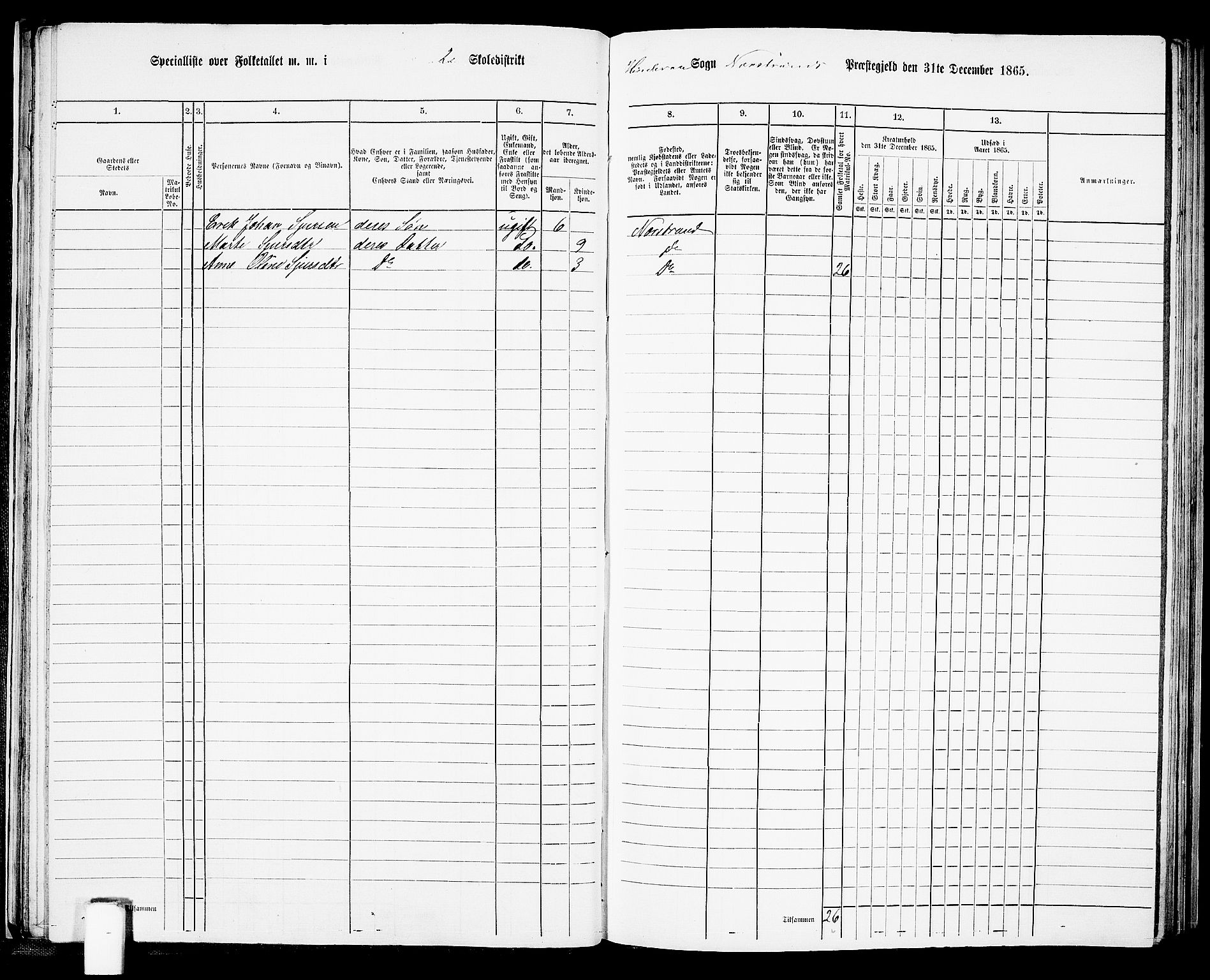 RA, 1865 census for Nedstrand, 1865, p. 42