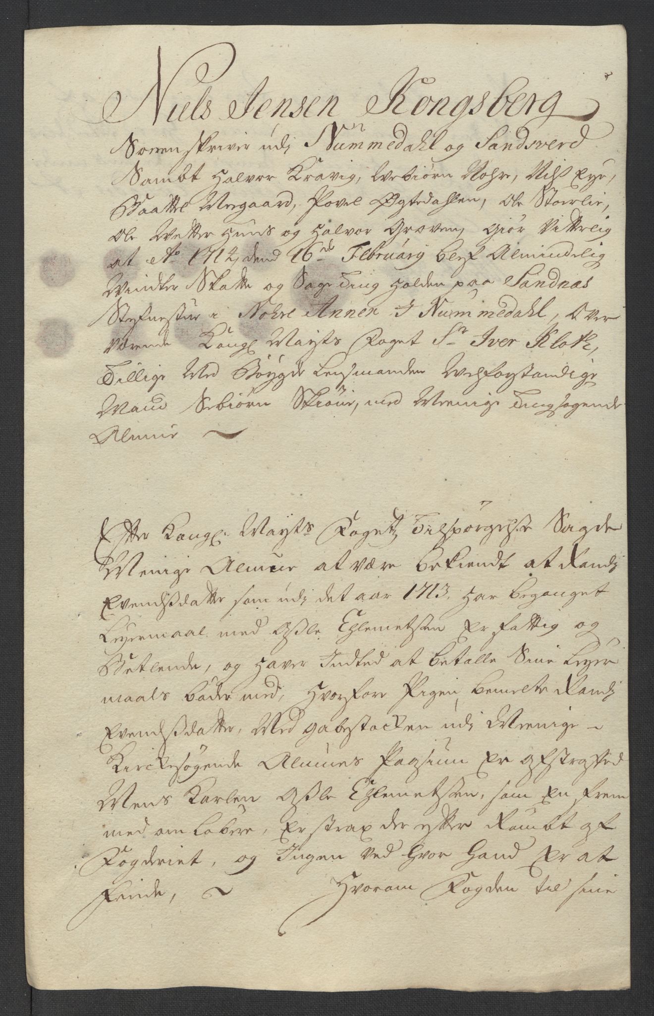 Rentekammeret inntil 1814, Reviderte regnskaper, Fogderegnskap, AV/RA-EA-4092/R24/L1588: Fogderegnskap Numedal og Sandsvær, 1713, p. 292