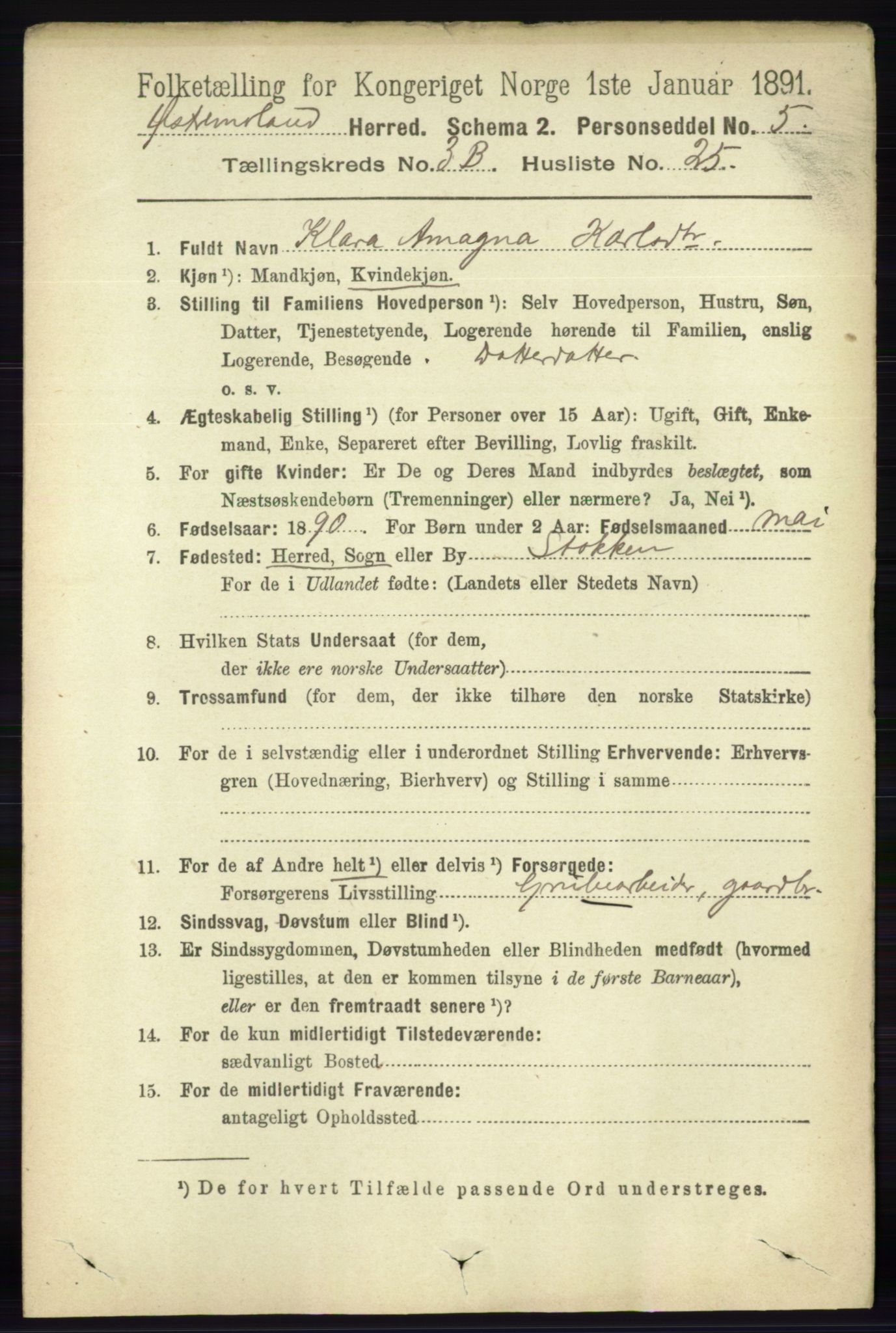 RA, 1891 census for 0918 Austre Moland, 1891, p. 1880