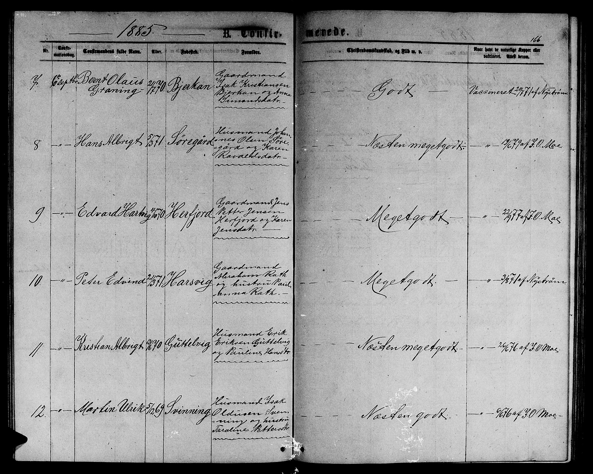 Ministerialprotokoller, klokkerbøker og fødselsregistre - Sør-Trøndelag, SAT/A-1456/656/L0695: Parish register (copy) no. 656C01, 1867-1889, p. 166