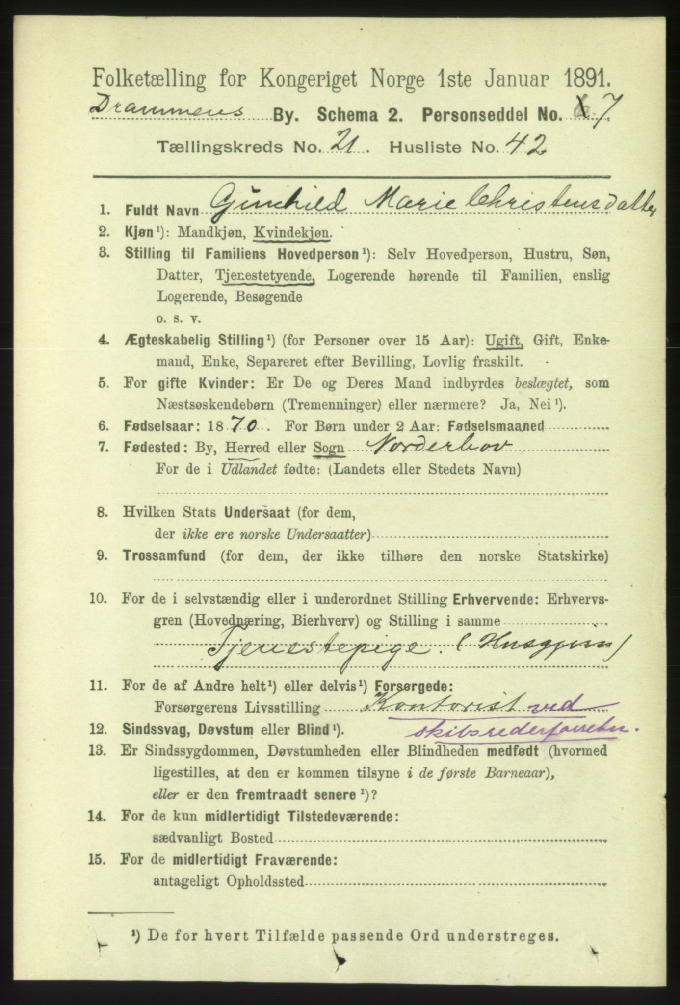 RA, 1891 census for 0602 Drammen, 1891, p. 13544