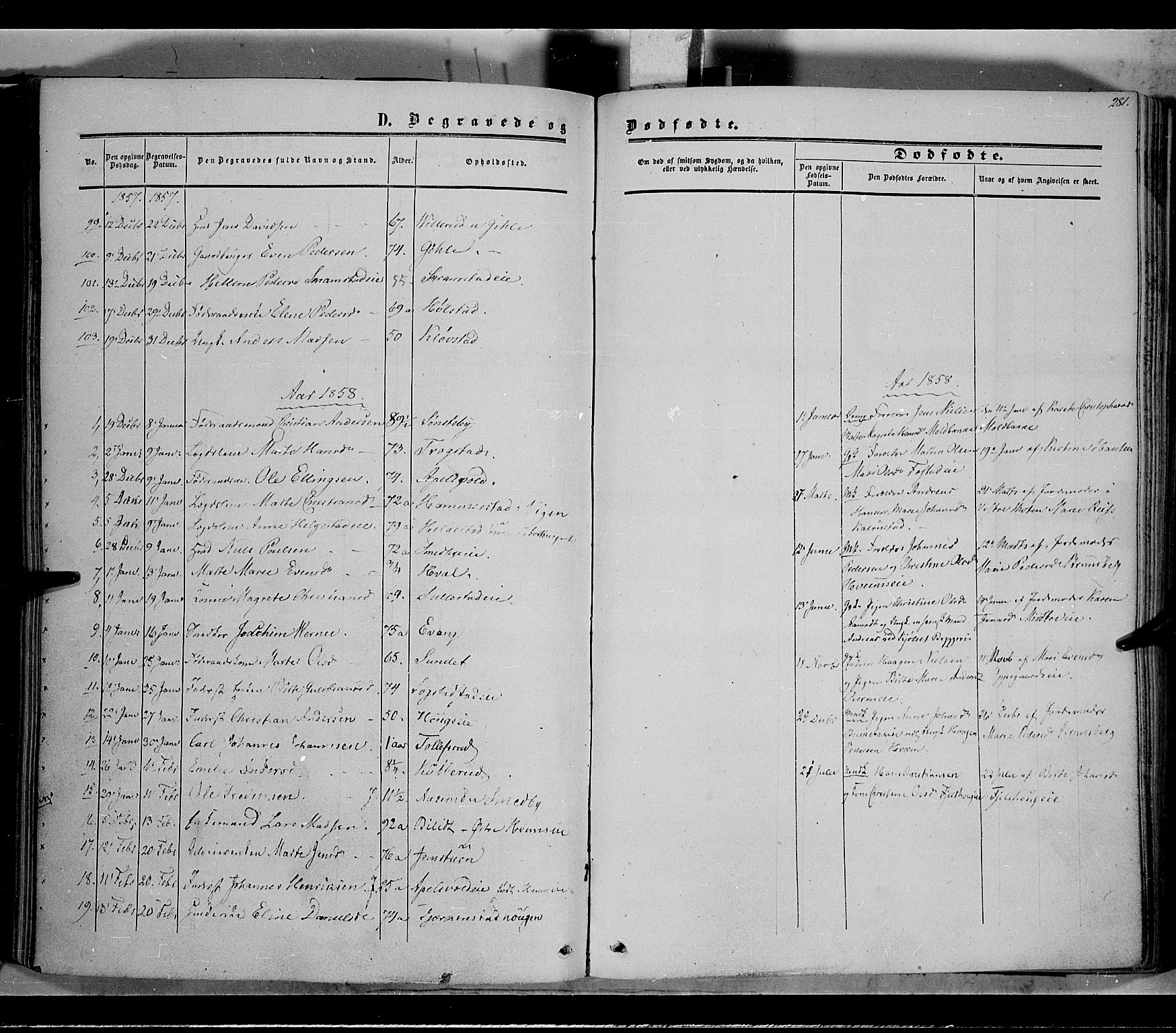Østre Toten prestekontor, SAH/PREST-104/H/Ha/Haa/L0004: Parish register (official) no. 4, 1857-1865, p. 281