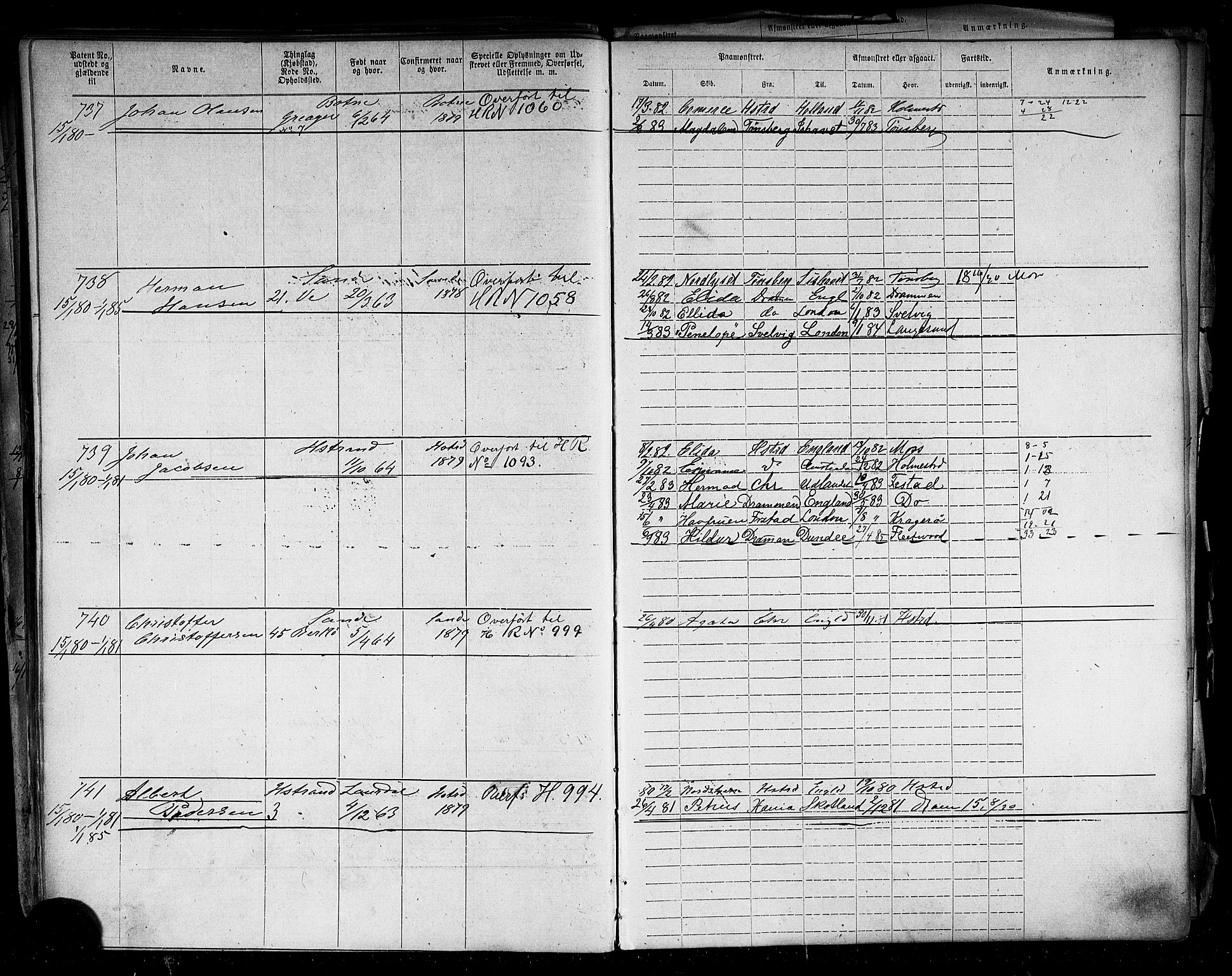 Holmestrand innrulleringskontor, AV/SAKO-A-1151/F/Fb/L0003: Annotasjonsrulle, 1868-1886, p. 150