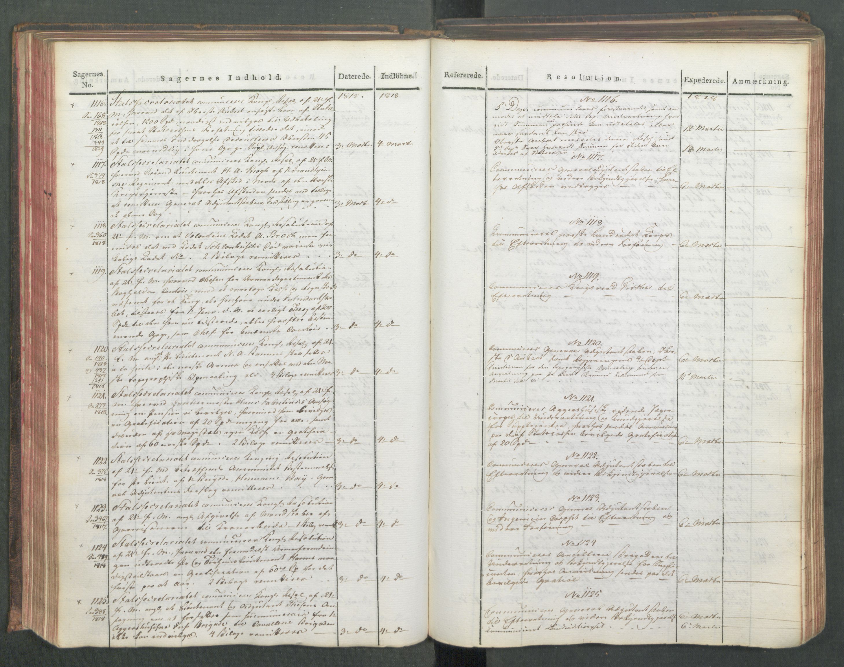 Armédepartementet, RA/RAFA-3493/C/Ca/L0015: 6. Departements Journal, 1818