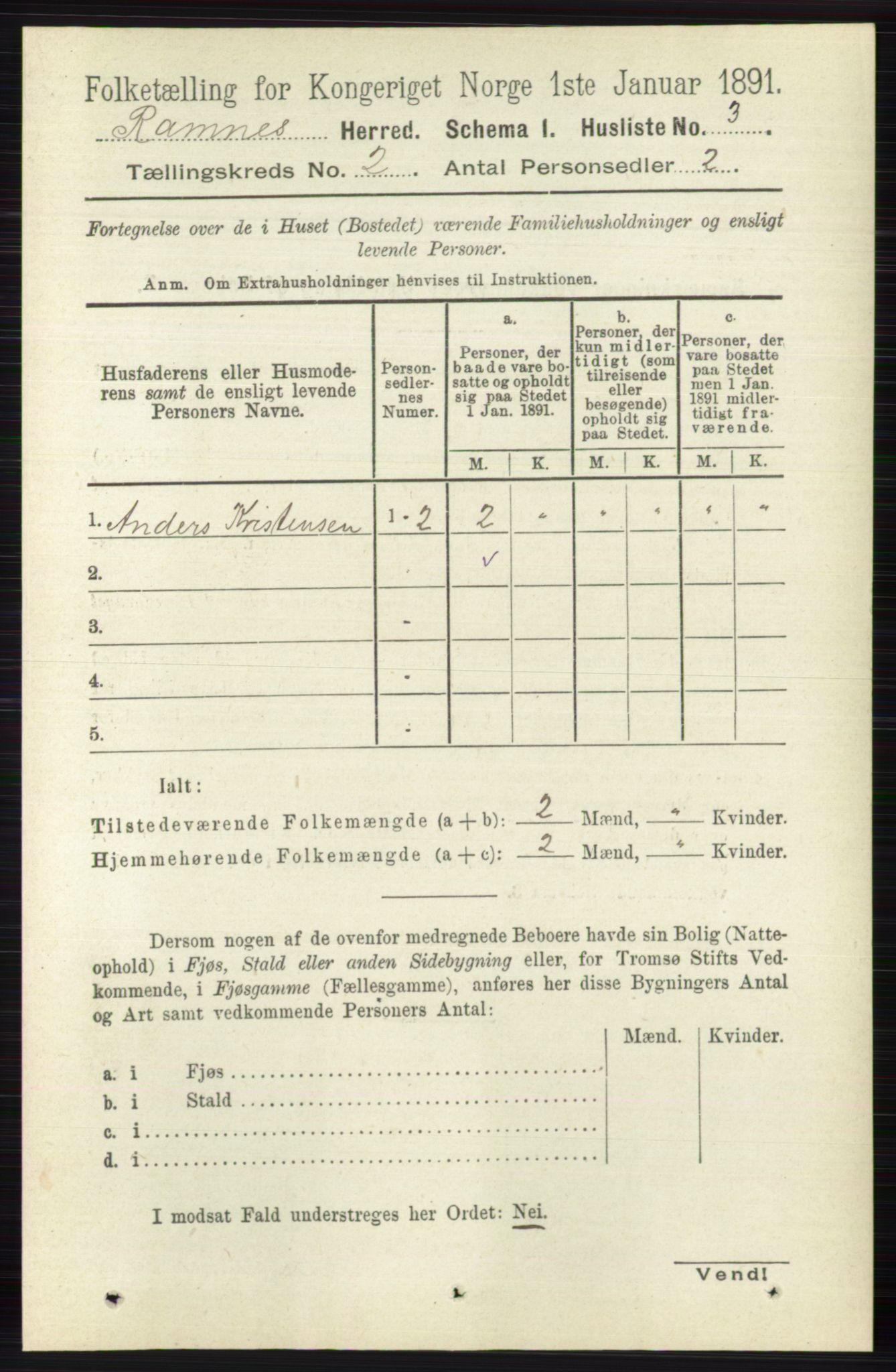 RA, 1891 census for 0718 Ramnes, 1891, p. 456