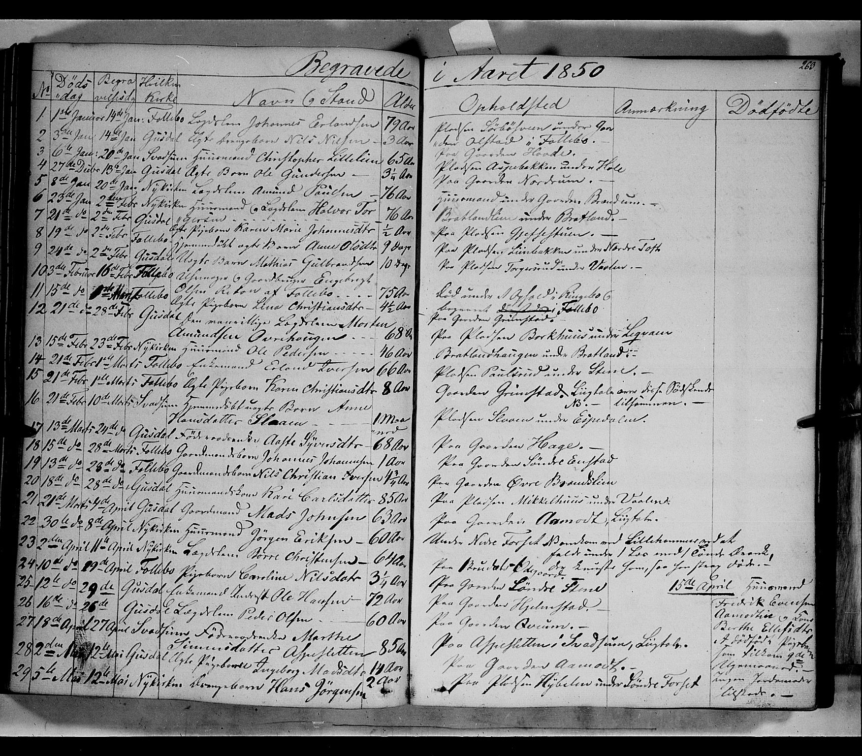 Gausdal prestekontor, SAH/PREST-090/H/Ha/Haa/L0007: Parish register (official) no. 7, 1840-1850, p. 263