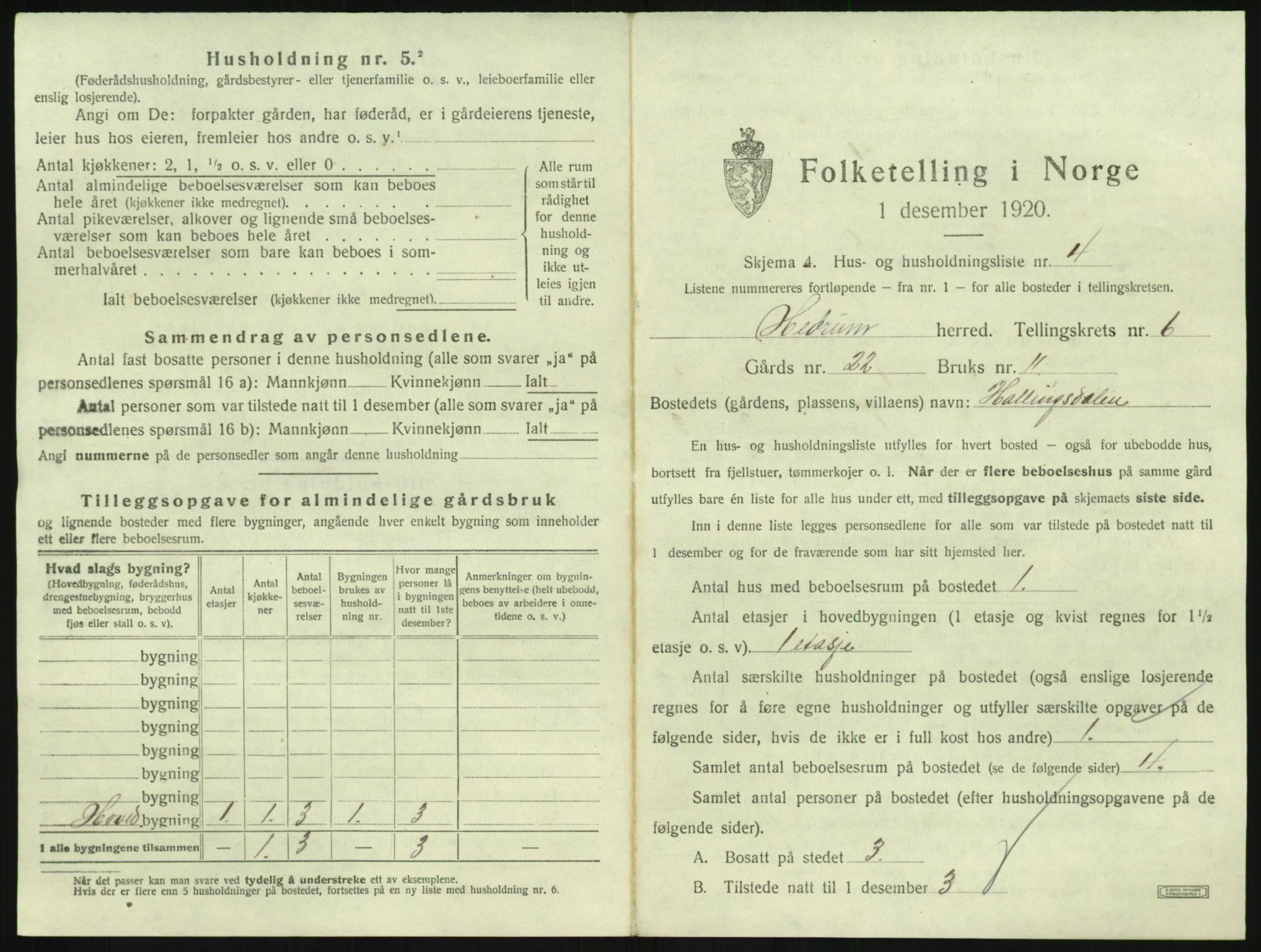 SAKO, 1920 census for Hedrum, 1920, p. 603