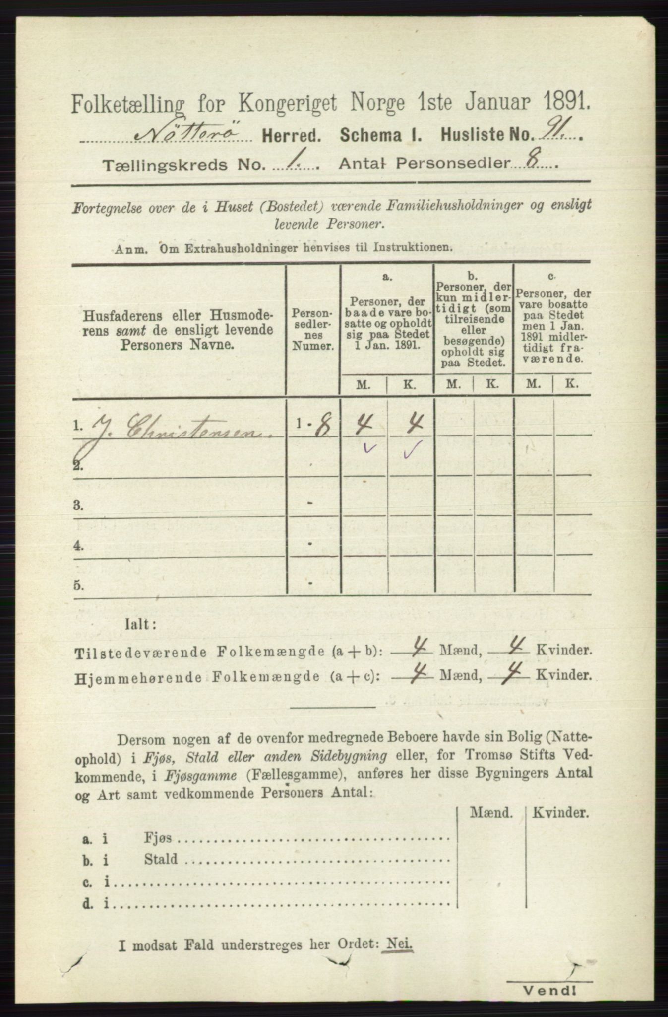 RA, 1891 census for 0722 Nøtterøy, 1891, p. 124