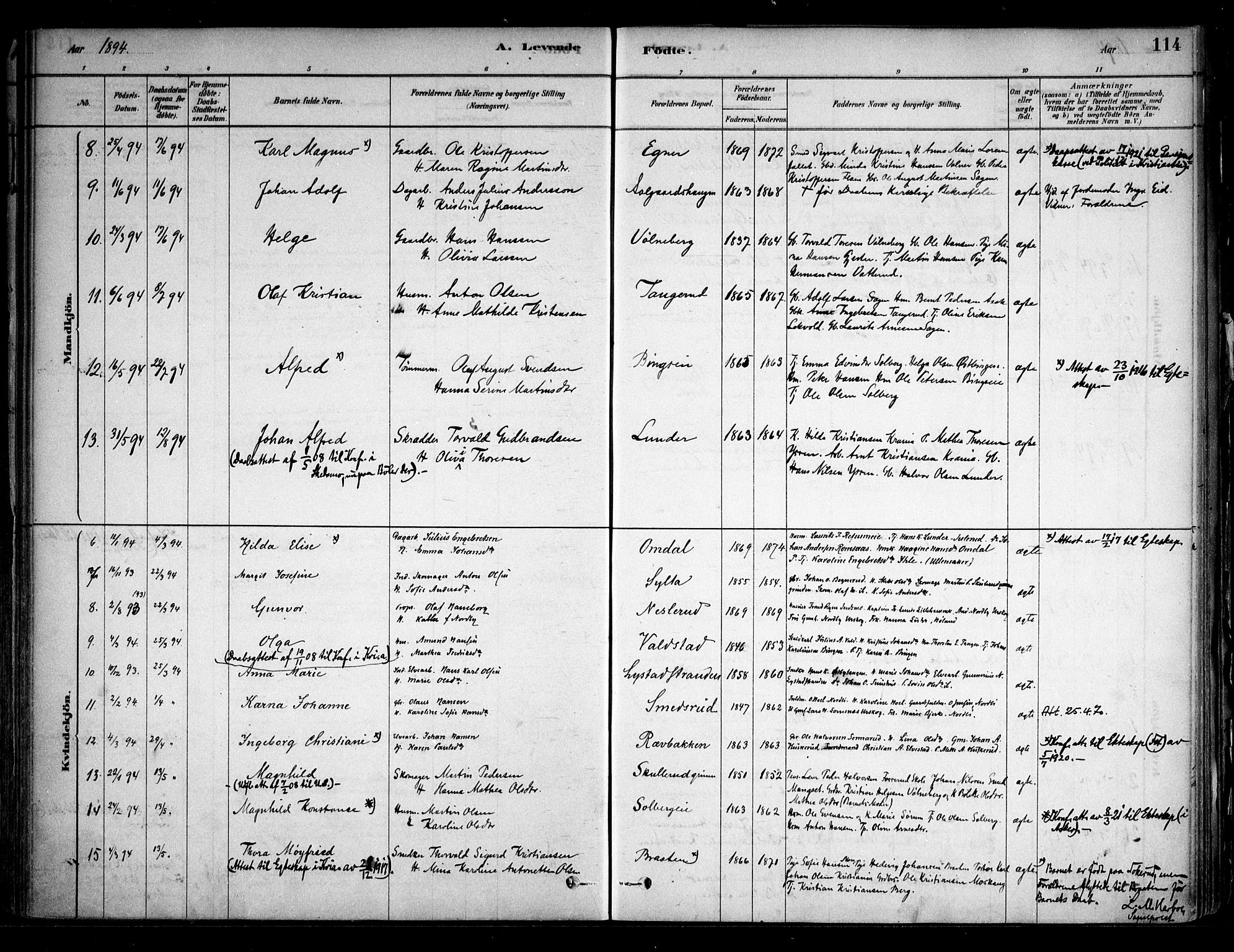 Sørum prestekontor Kirkebøker, AV/SAO-A-10303/F/Fa/L0007: Parish register (official) no. I 7, 1878-1914, p. 114