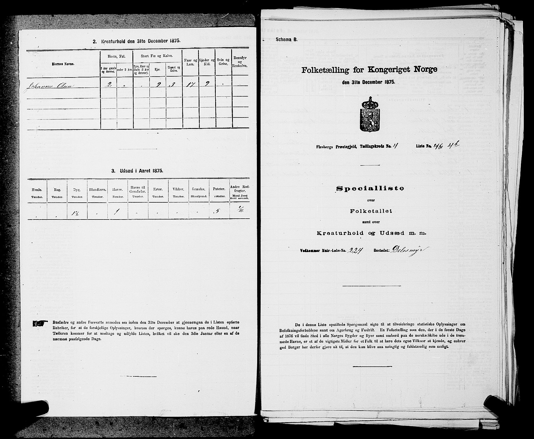 SAKO, 1875 census for 0631P Flesberg, 1875, p. 793