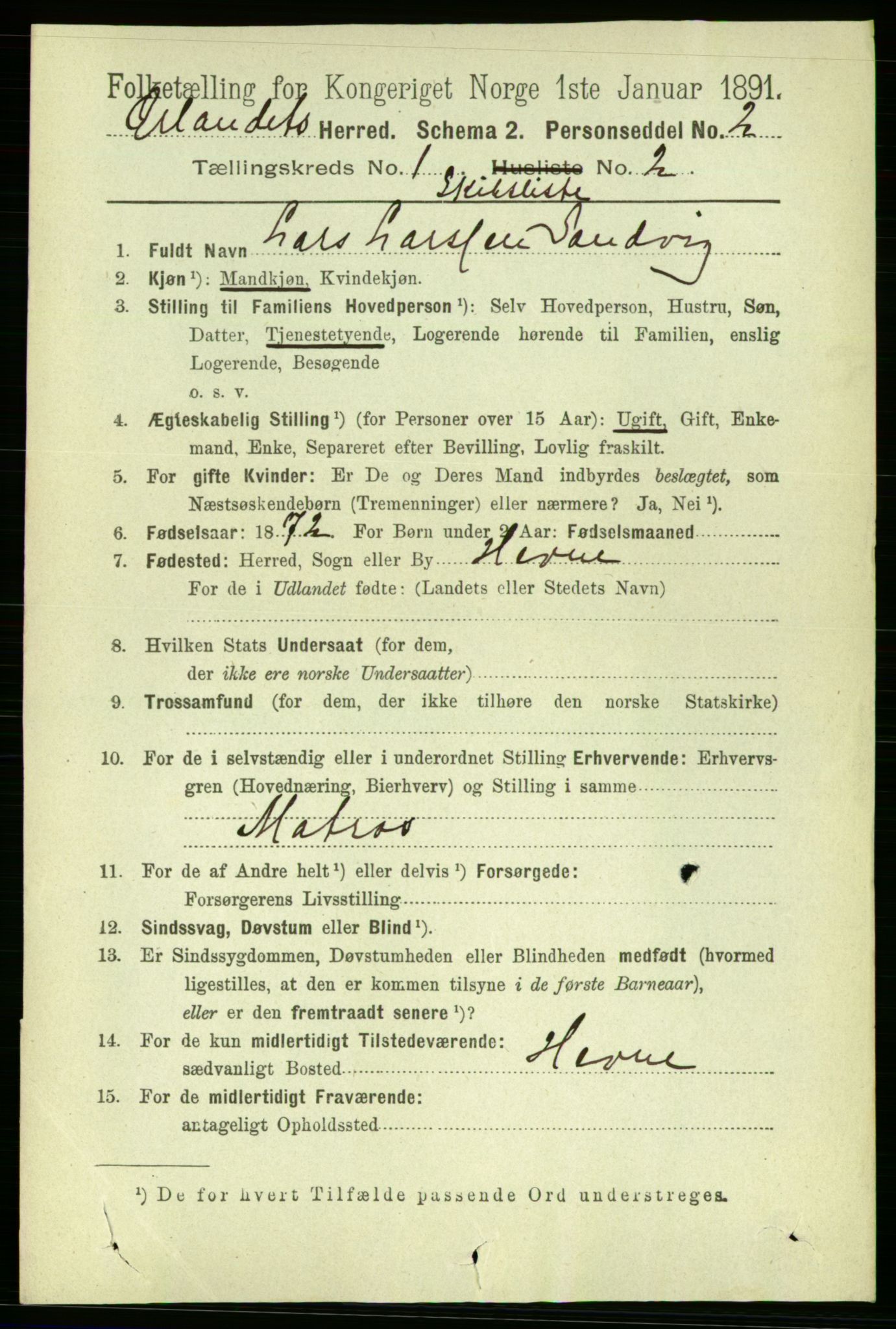 RA, 1891 census for 1621 Ørland, 1891, p. 409