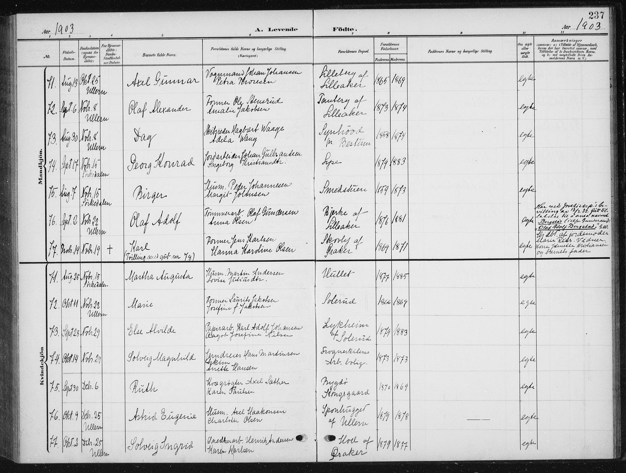 Vestre Aker prestekontor Kirkebøker, AV/SAO-A-10025/F/Fb/L0001: Parish register (official) no. II 1, 1880-1906, p. 237