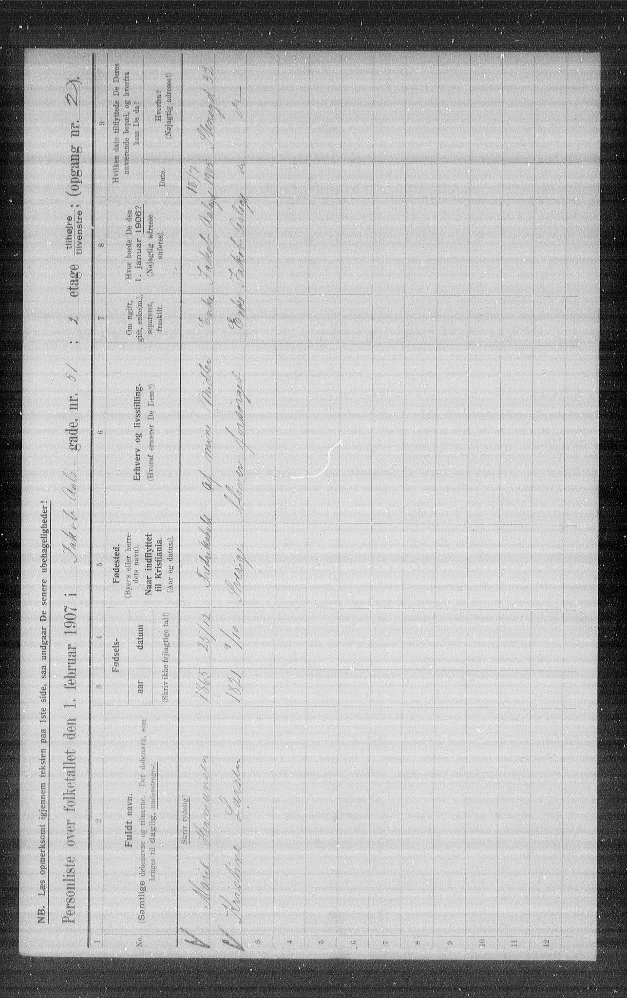 OBA, Municipal Census 1907 for Kristiania, 1907, p. 23232