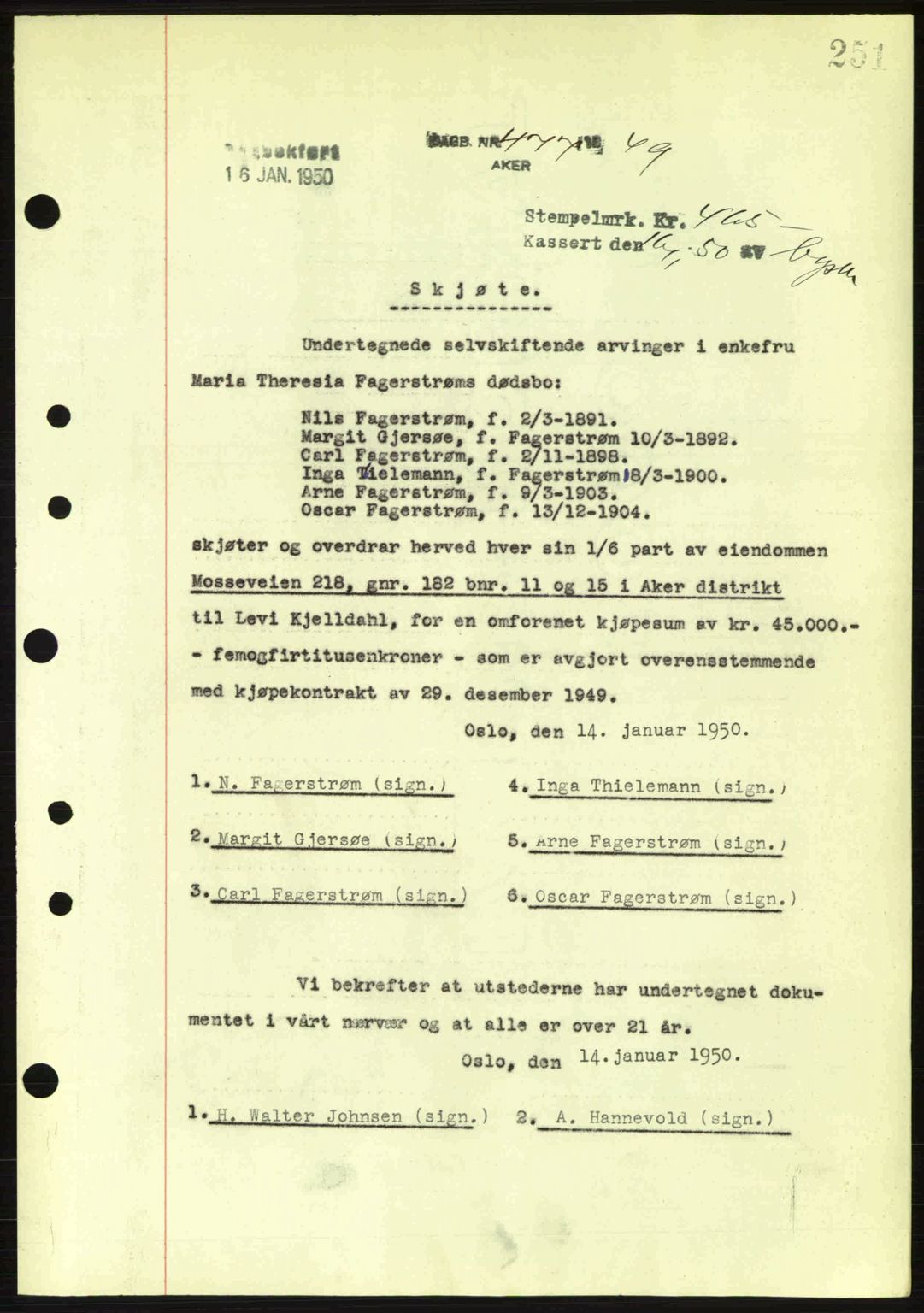 Oslo byskriverembete, AV/SAO-A-10227/G/Gb/Gbd/Gbda/L0017: Mortgage book no. A215, 1949-1950, Diary no: : 477/1950
