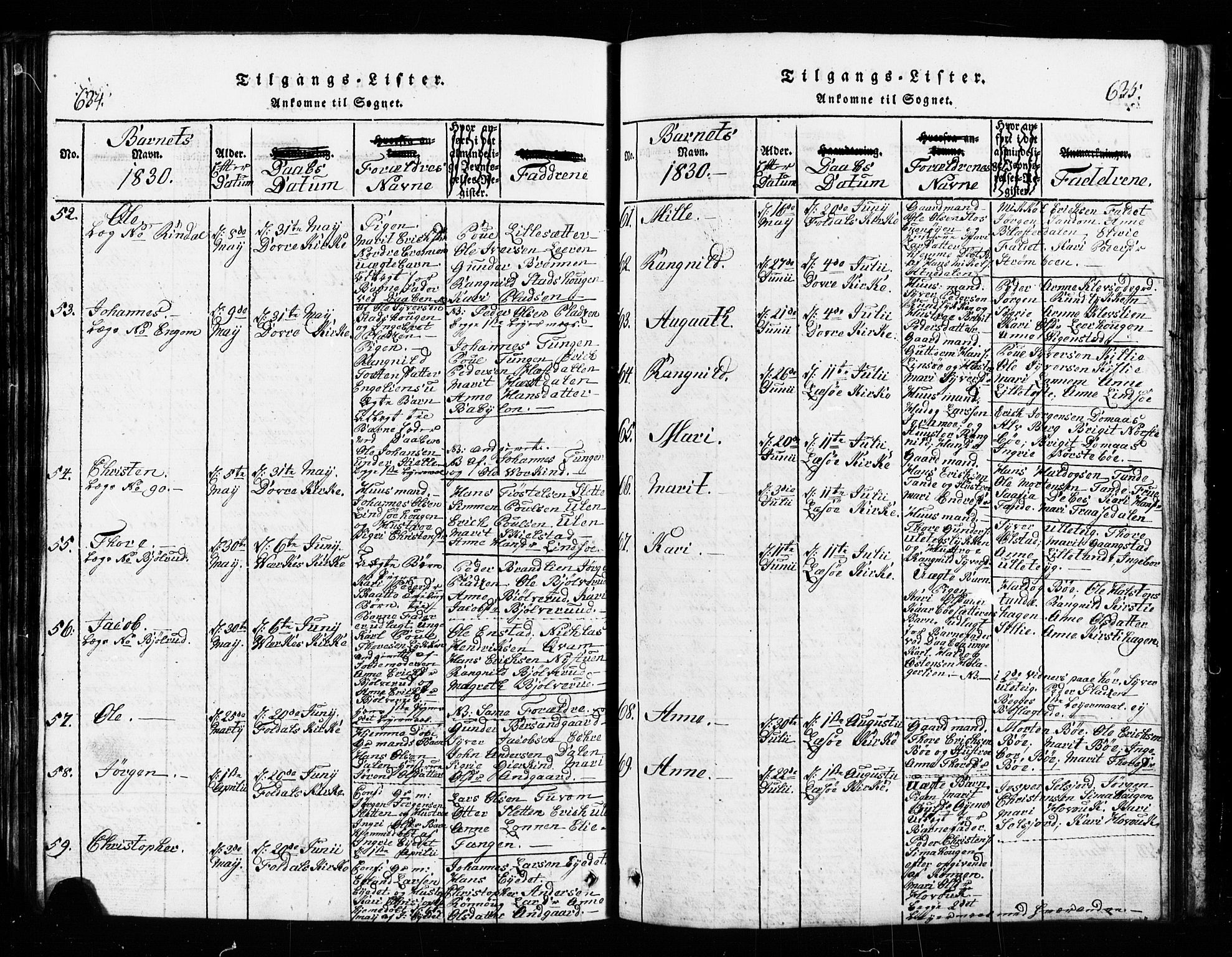 Lesja prestekontor, AV/SAH-PREST-068/H/Ha/Hab/L0001: Parish register (copy) no. 1, 1820-1831, p. 634-635