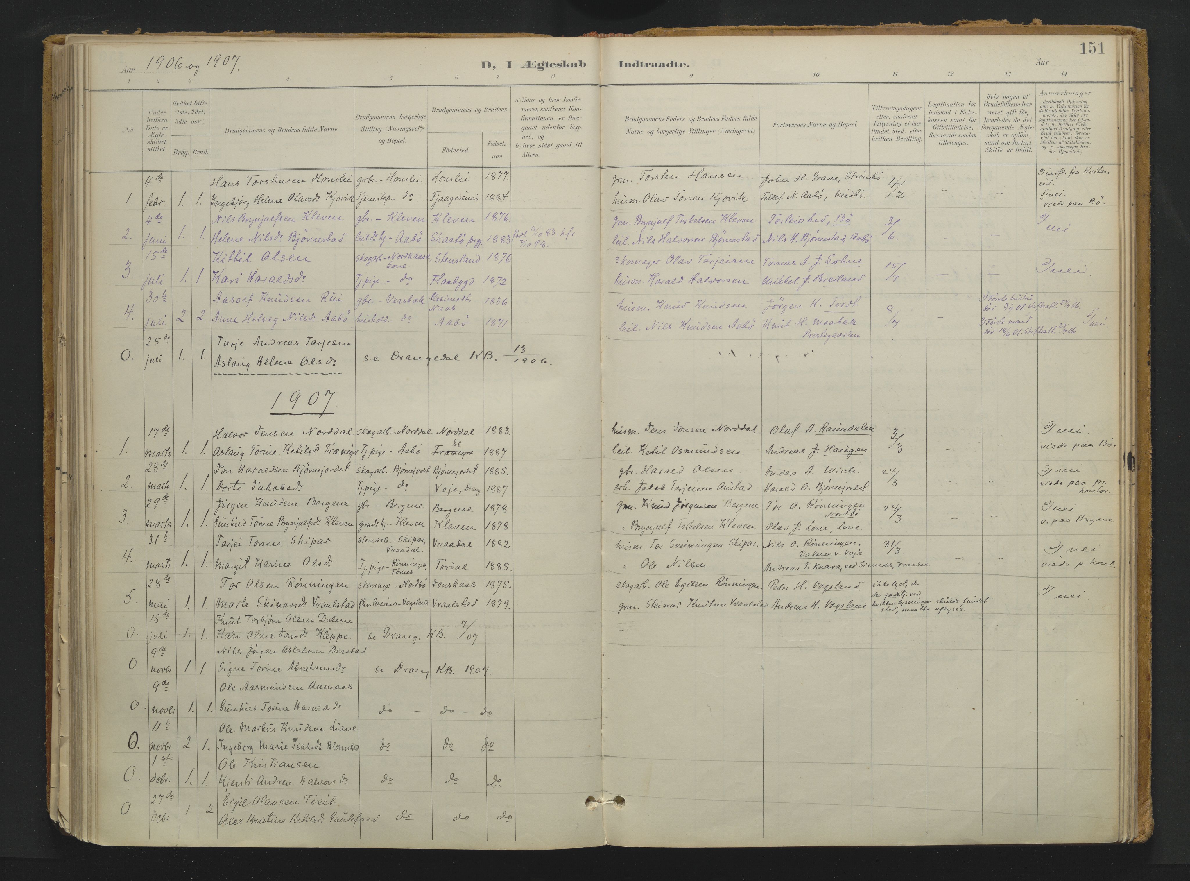 Drangedal kirkebøker, SAKO/A-258/F/Fa/L0013: Parish register (official) no. 13, 1895-1919, p. 151