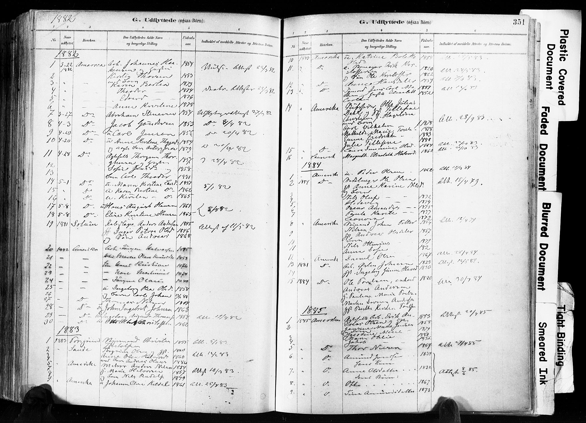 Skien kirkebøker, SAKO/A-302/F/Fa/L0009: Parish register (official) no. 9, 1878-1890, p. 351